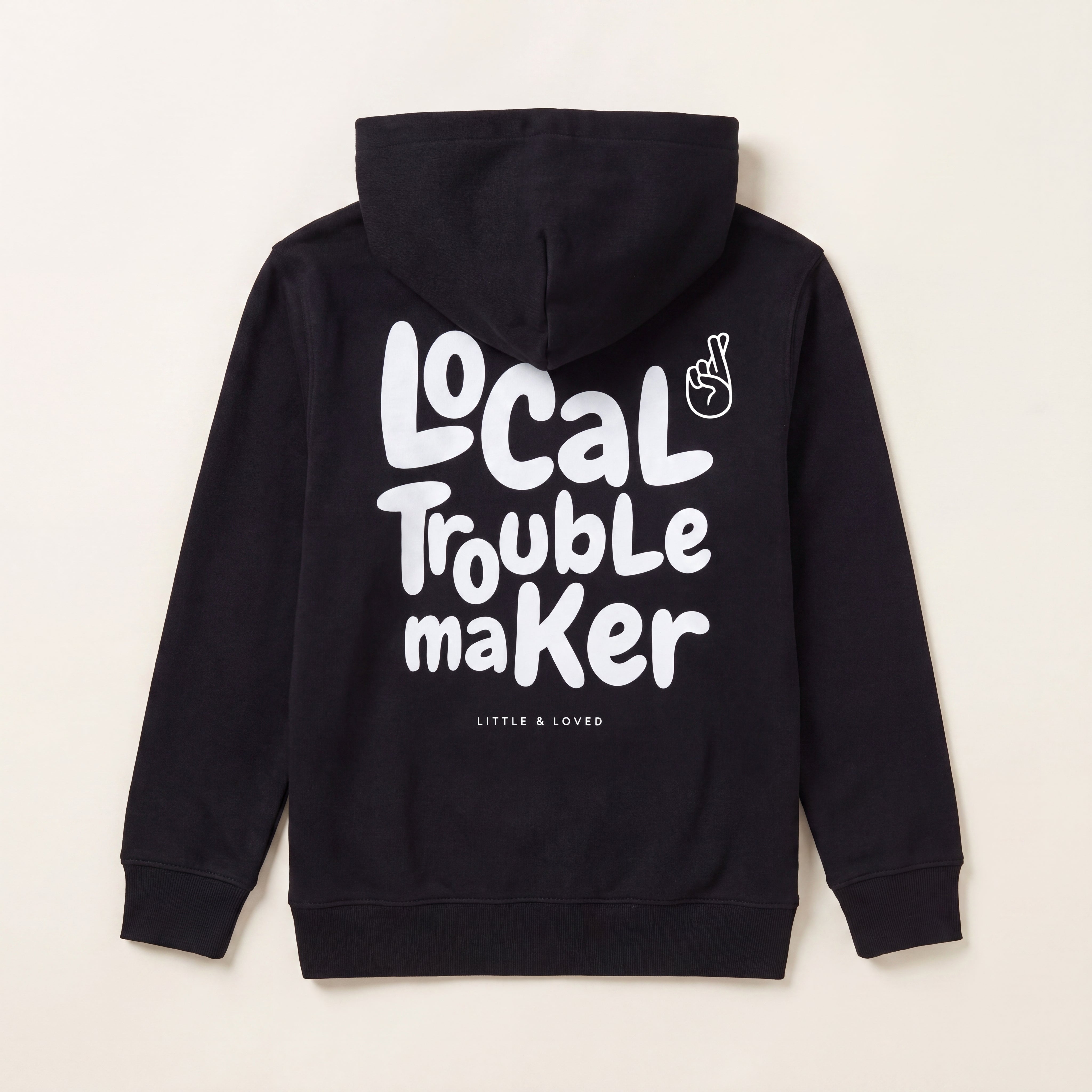 Local Troublemaker – Hoodie – Packshot Rücken (schwarz)