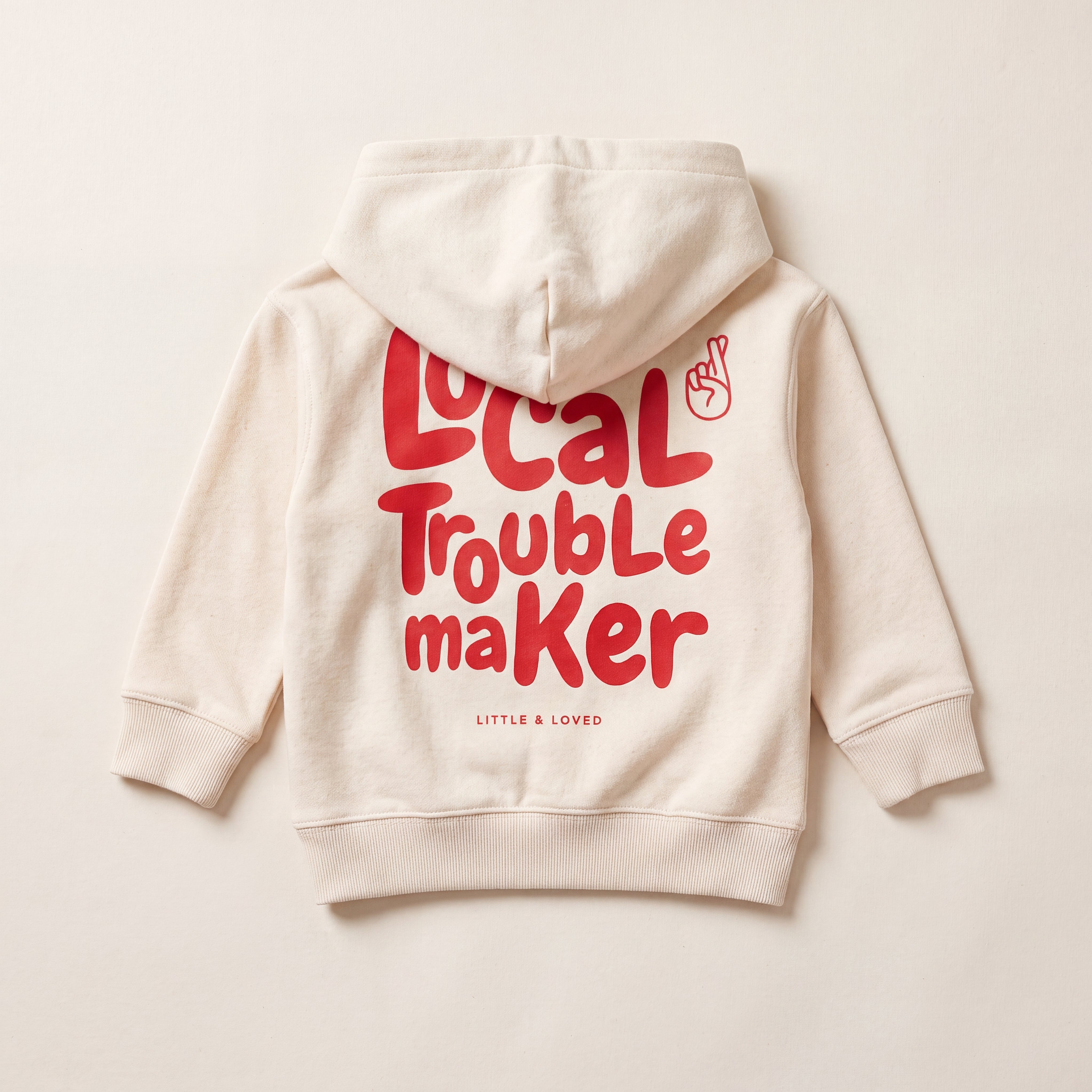 Local Troublemaker – Hoodie – Packshot Baby Rücken (off-white)