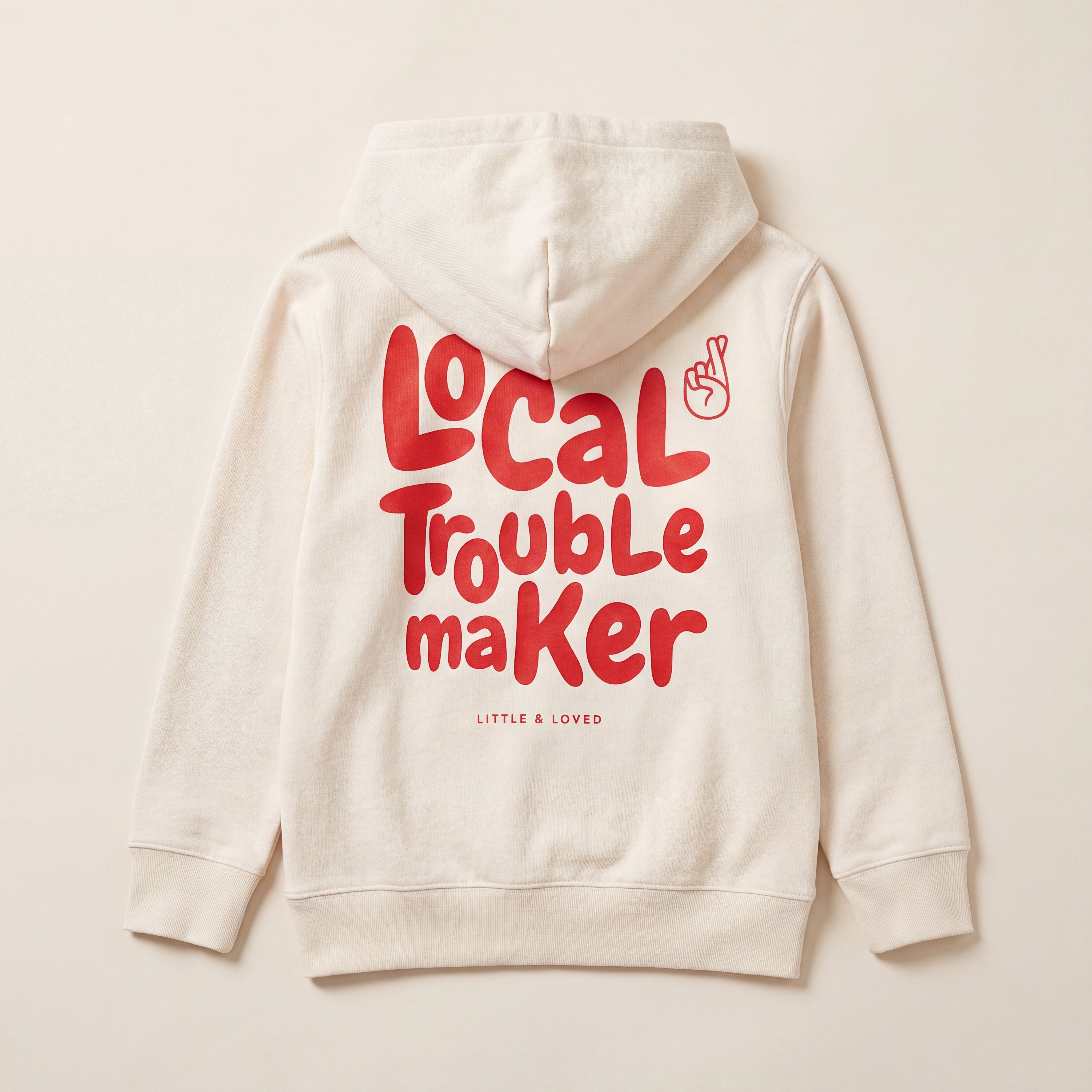 Local Troublemaker – Hoodie – Packshot Rücken (off-white)