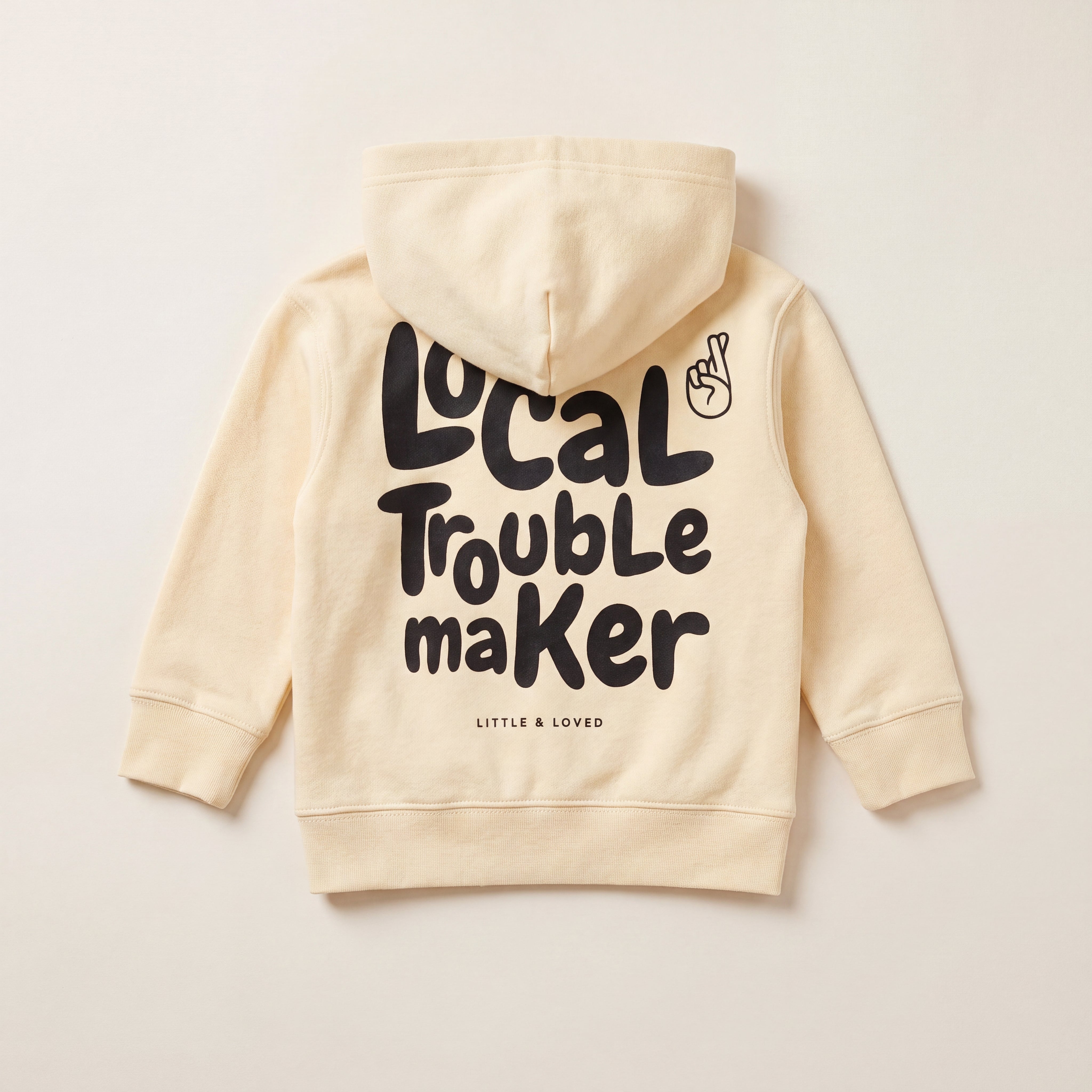 Local Troublemaker – Hoodie – Packshot Baby Rücken (butter)
