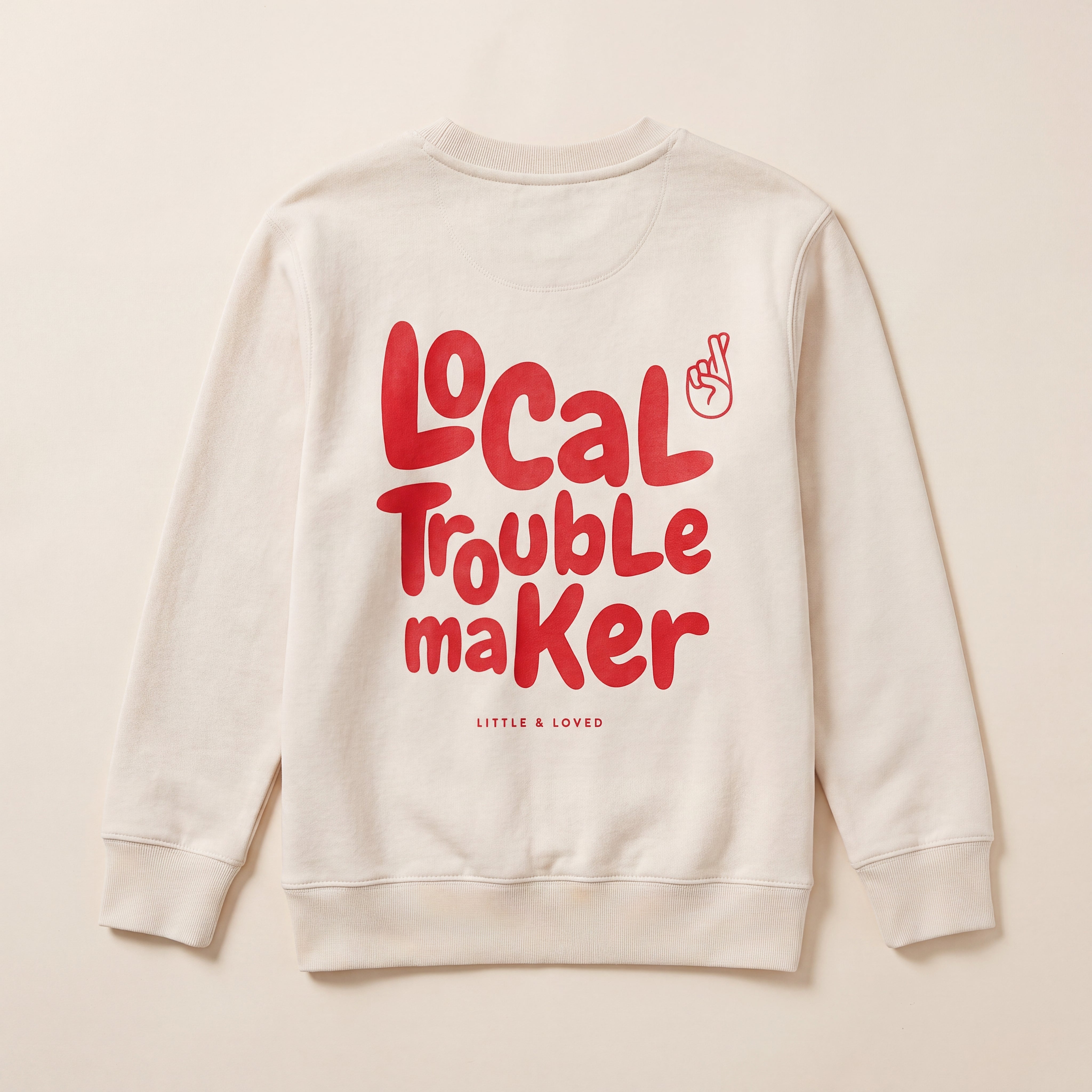 Local Troublemaker – Sweatshirt – Packshot Rücken (off-white)