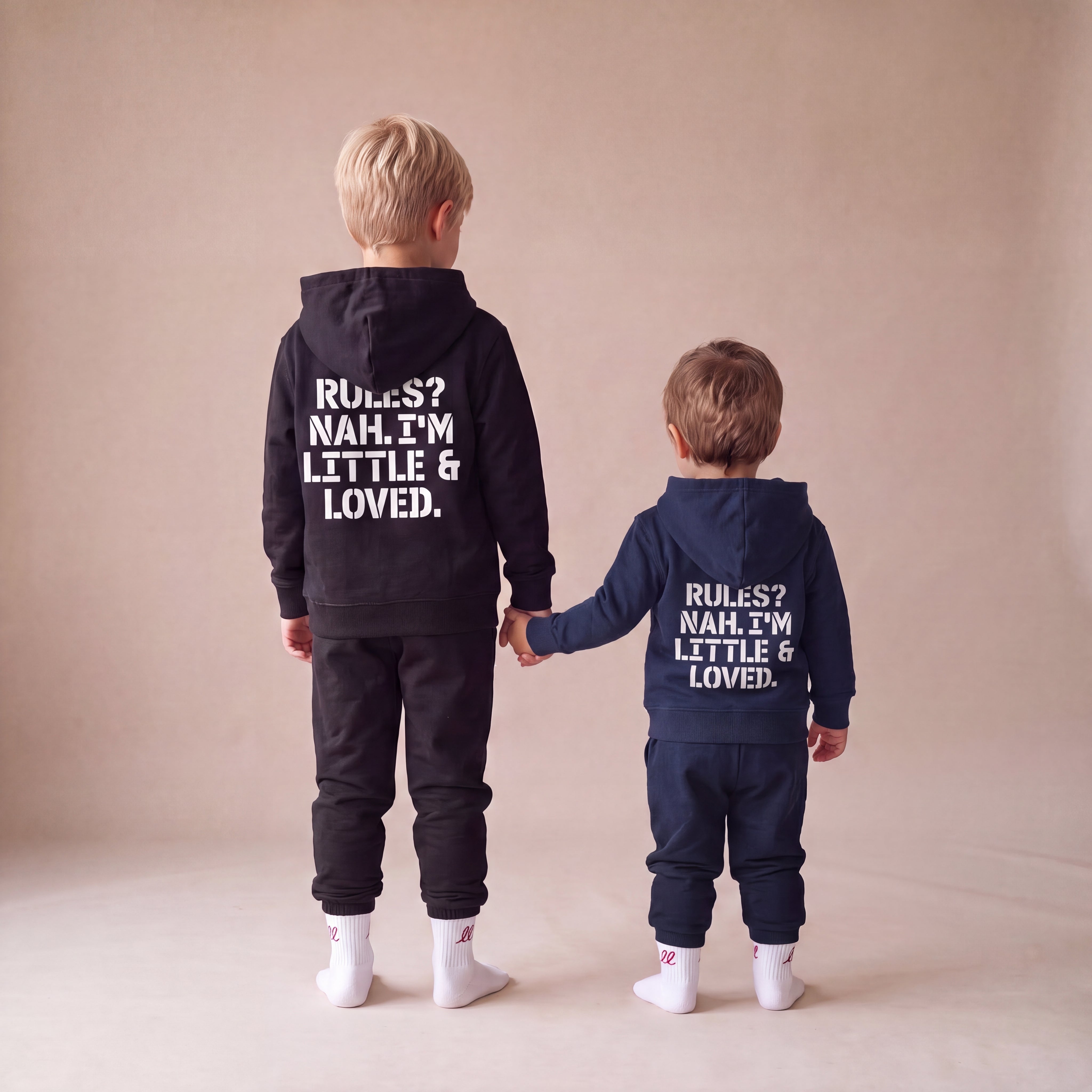 RULES? NAH. I'M LITTLE & LOVED. – Hoodie – Navy