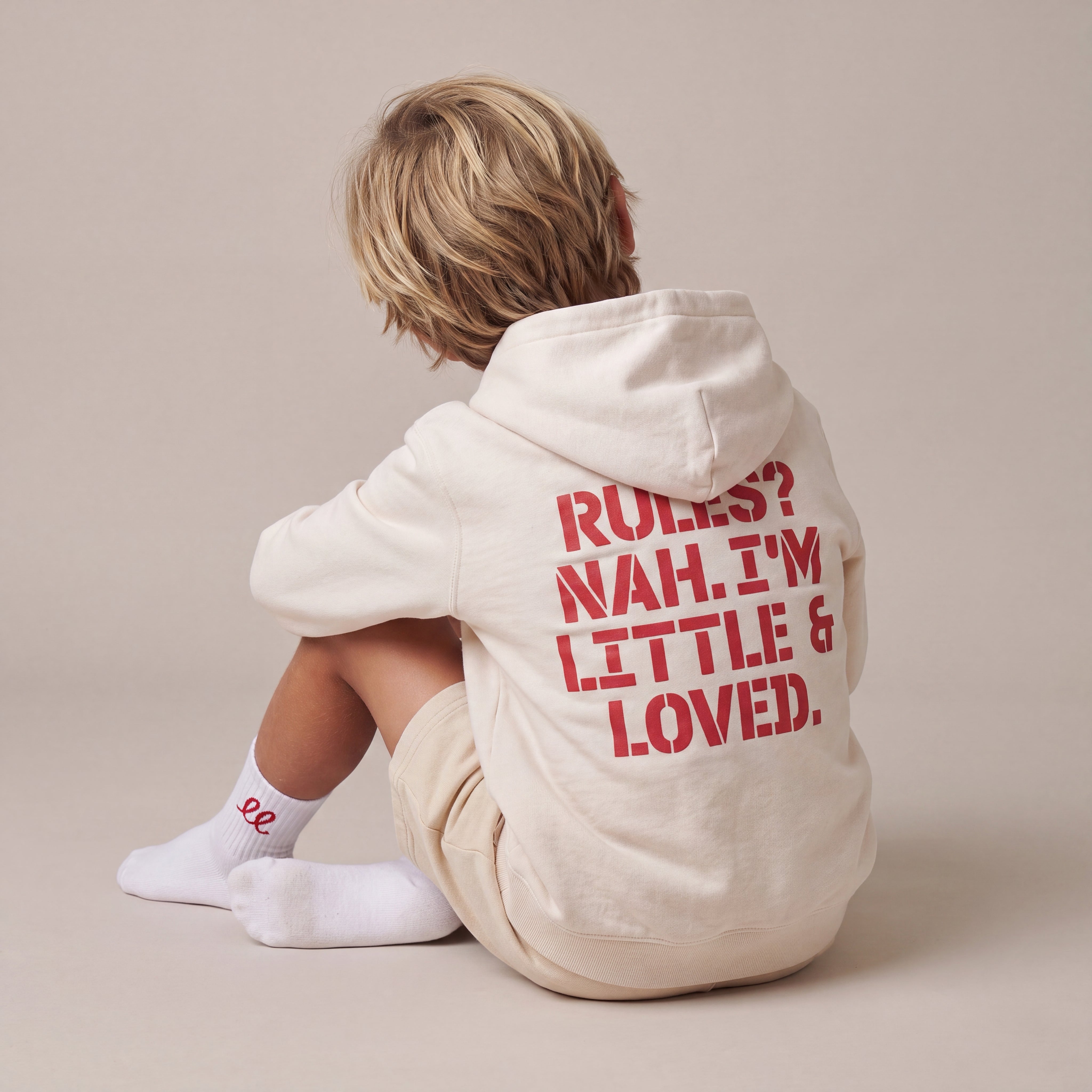 RULES? NAH. I'M LITTLE & LOVED. – Zip-Hoodie – getragen (Kind)