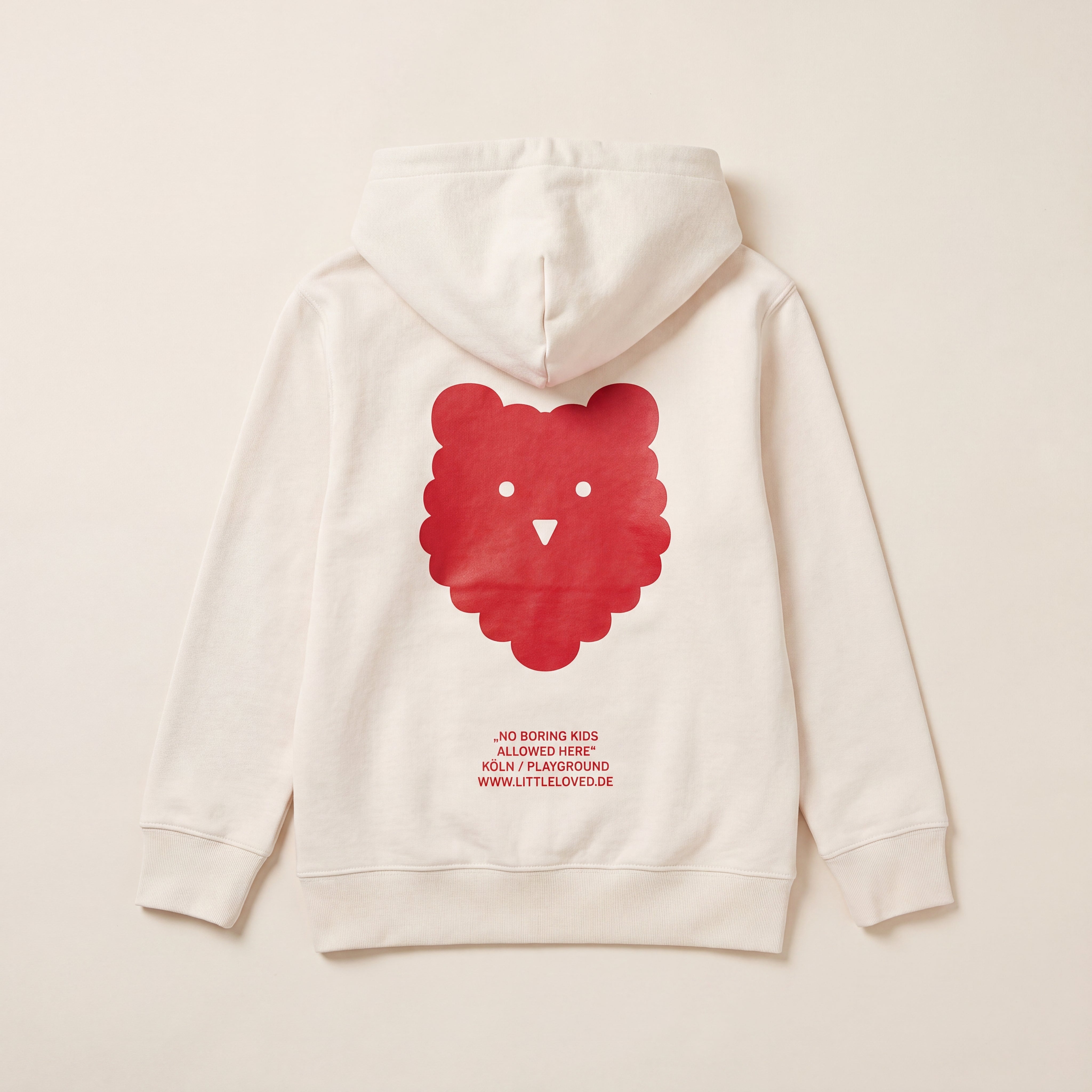 NO BORING KIDS ALLOWED HERE. – Hoodie – Packshot Rücken (off-white)