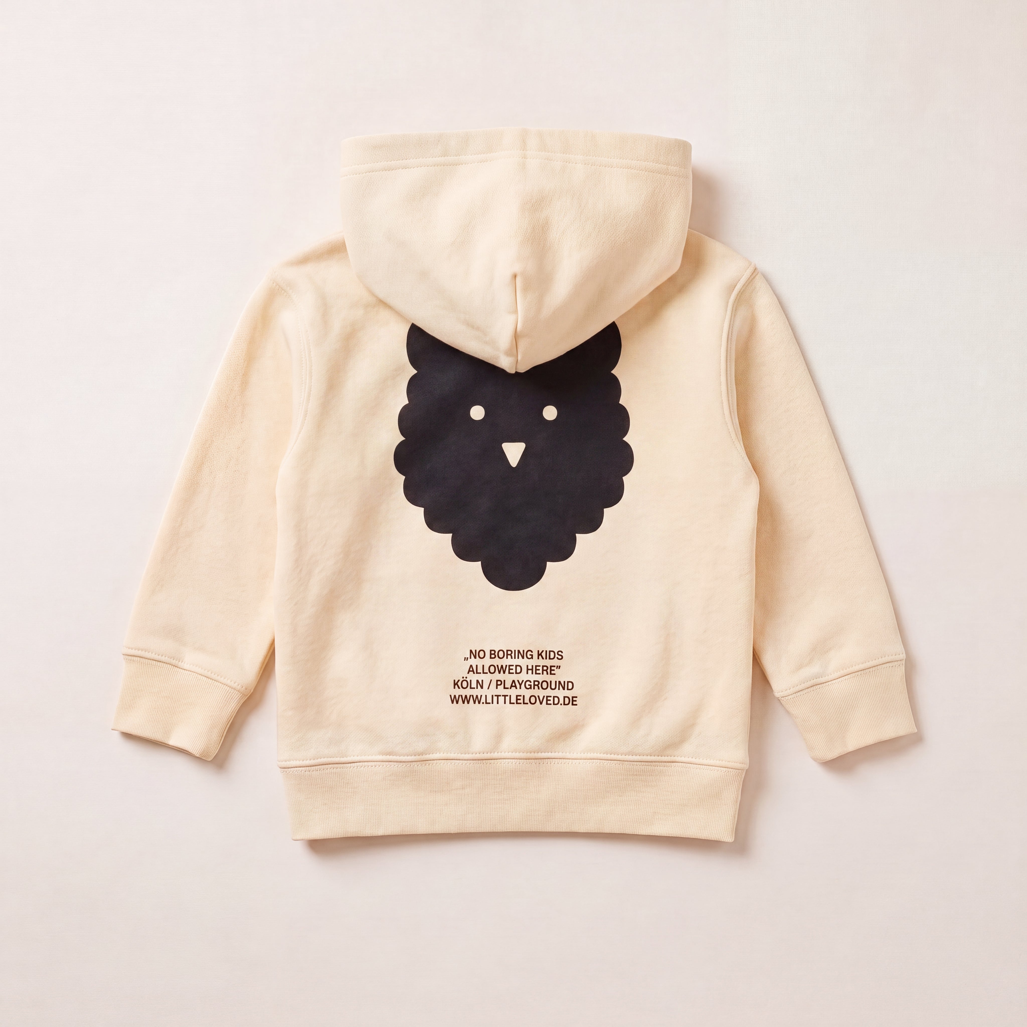 NO BORING KIDS ALLOWED HERE. – Hoodie – Packshot Baby Rücken (butter)