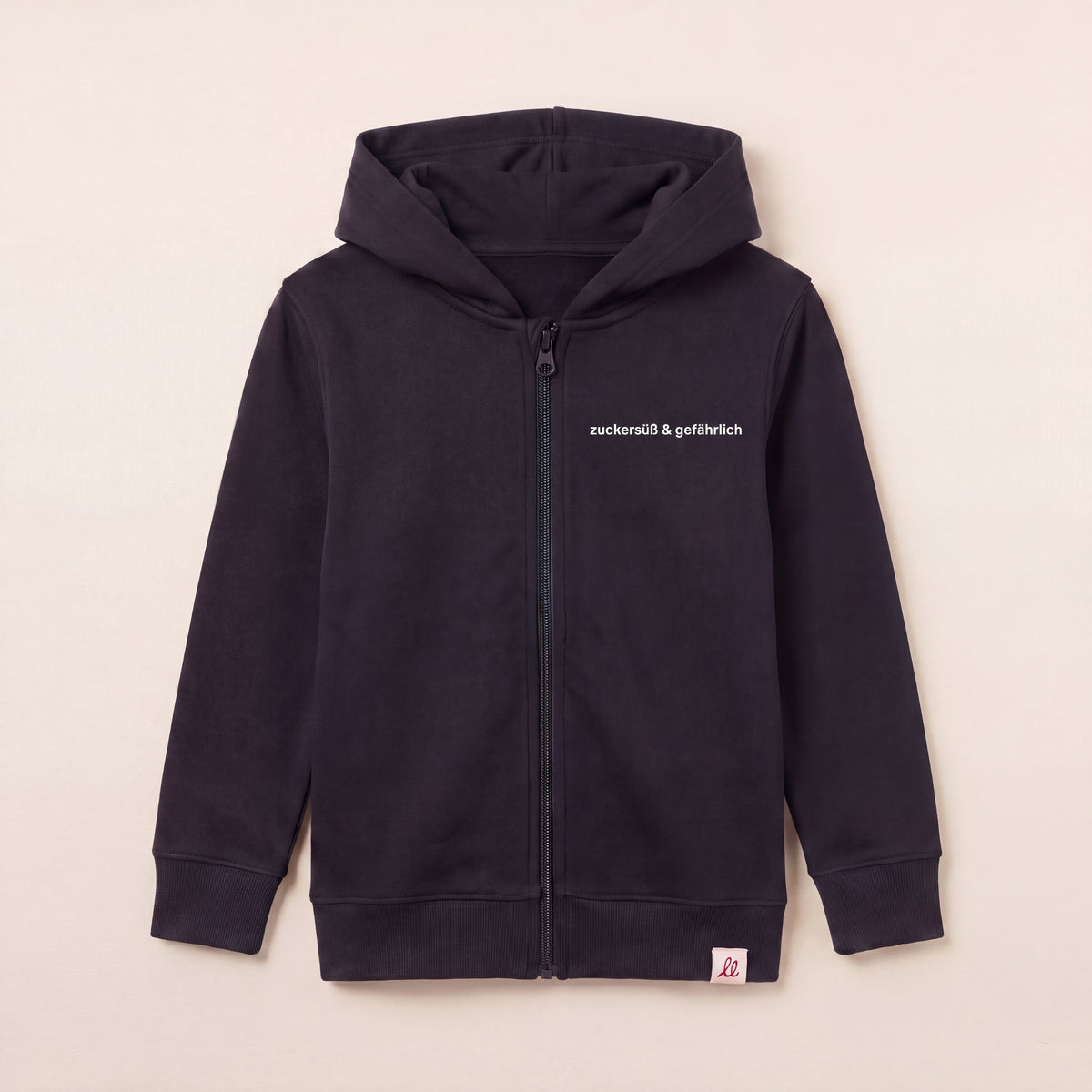 Zuckersüß & gefährlich – Zip-Hoodie – Packshot Front (C002/BABY)