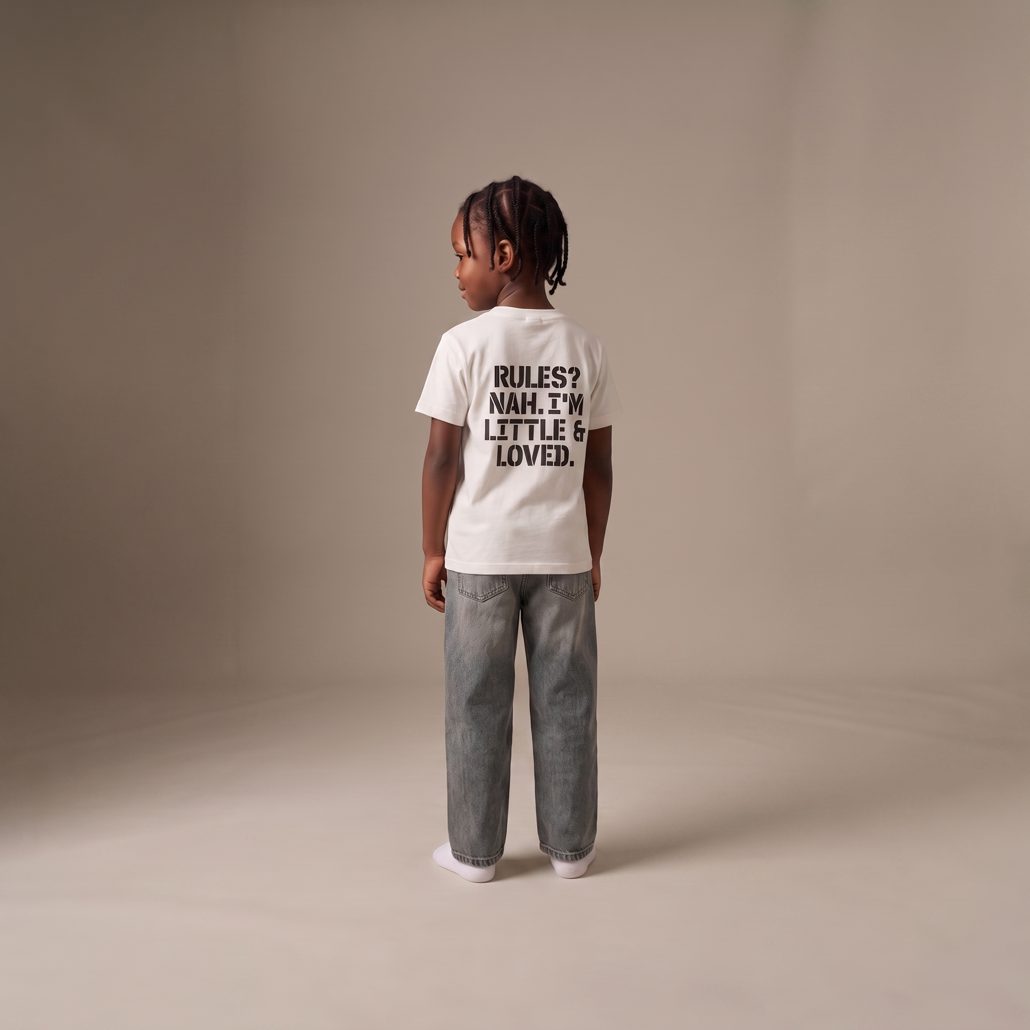 RULES? NAH. I'M LITTLE & LOVED. – getragen (Kind)