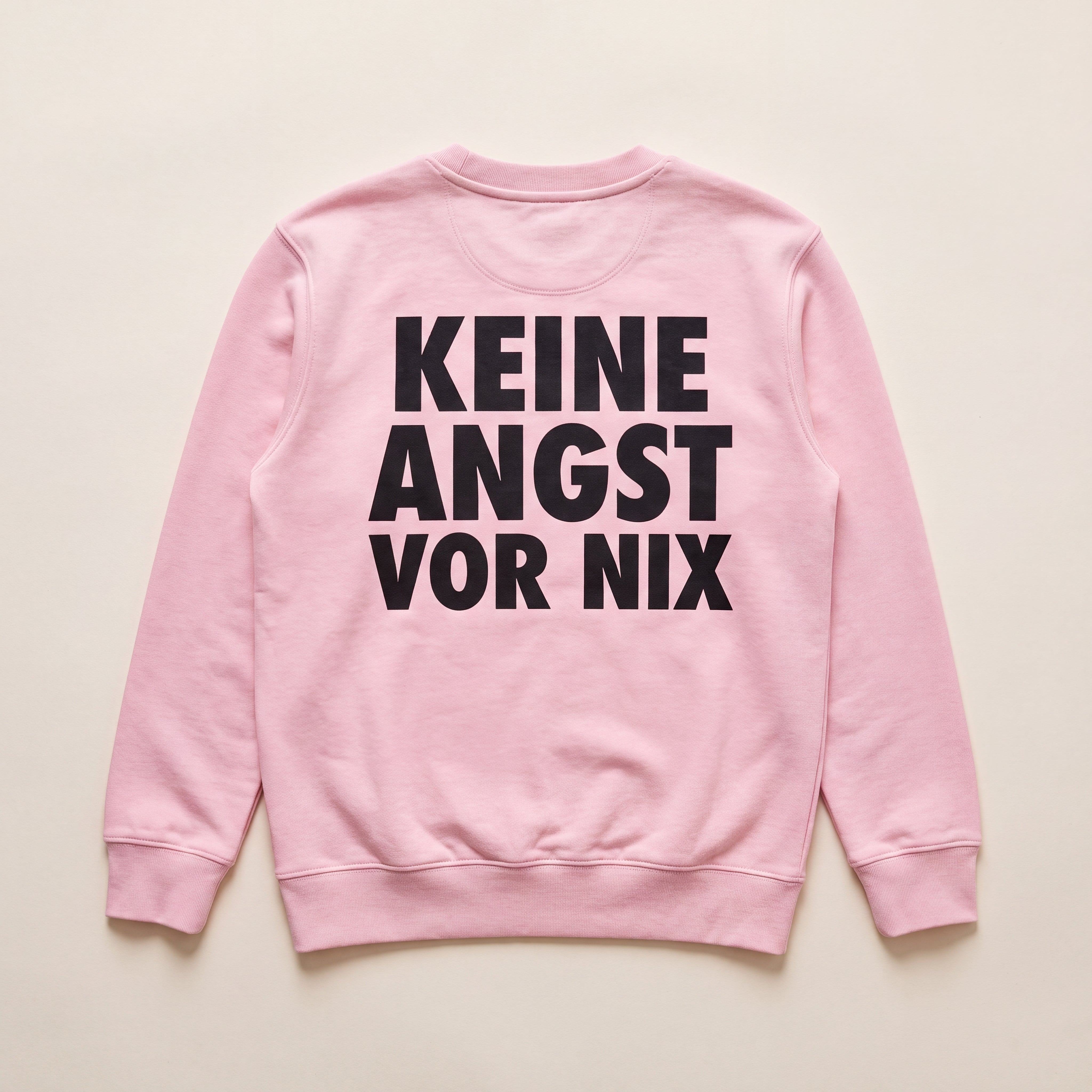 Keine Angst vor nix – Sweatshirt – Packshot Rücken (pink)