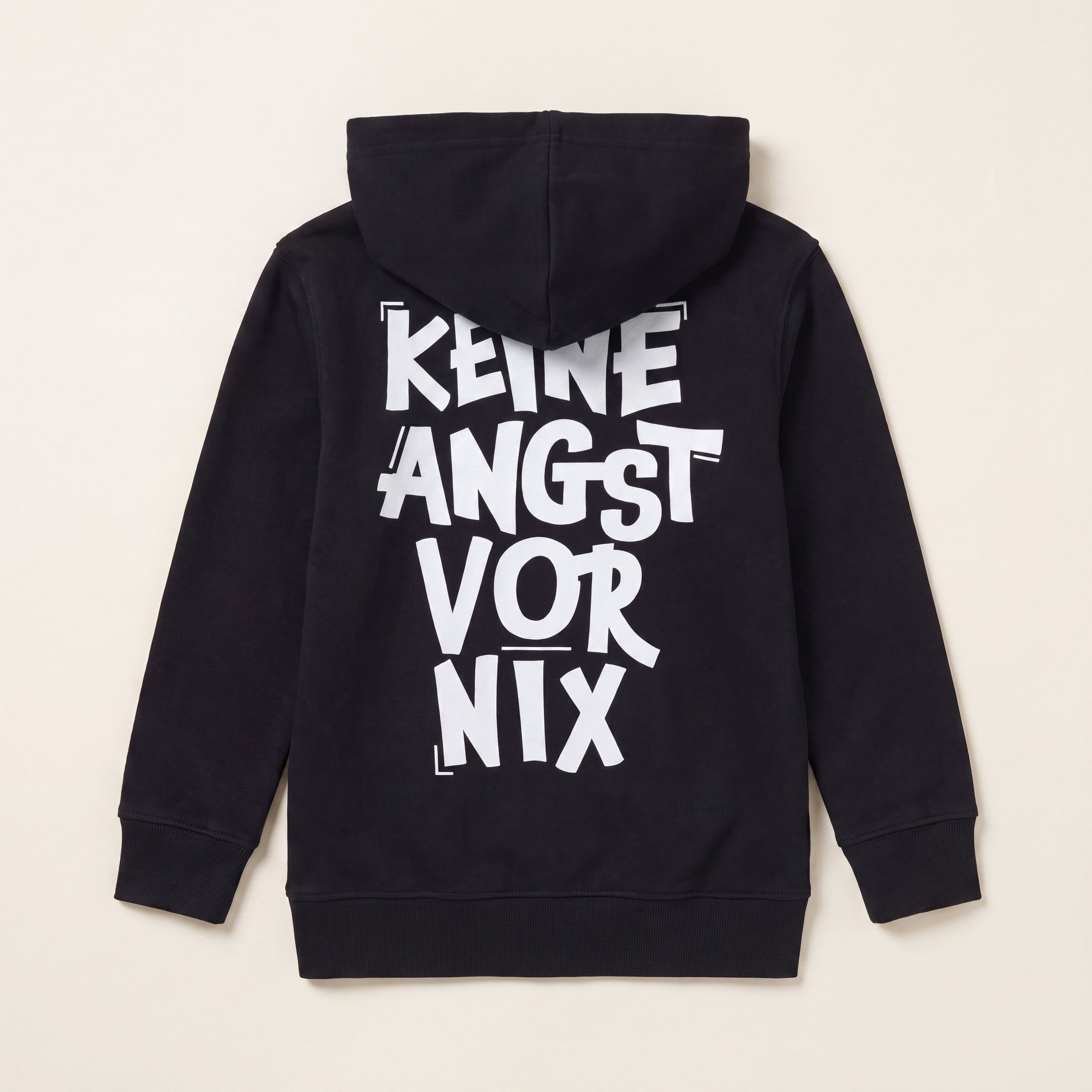 Keine Angst vor nix – Zip-Hoodie – Packshot Baby Rücken (schwarz)