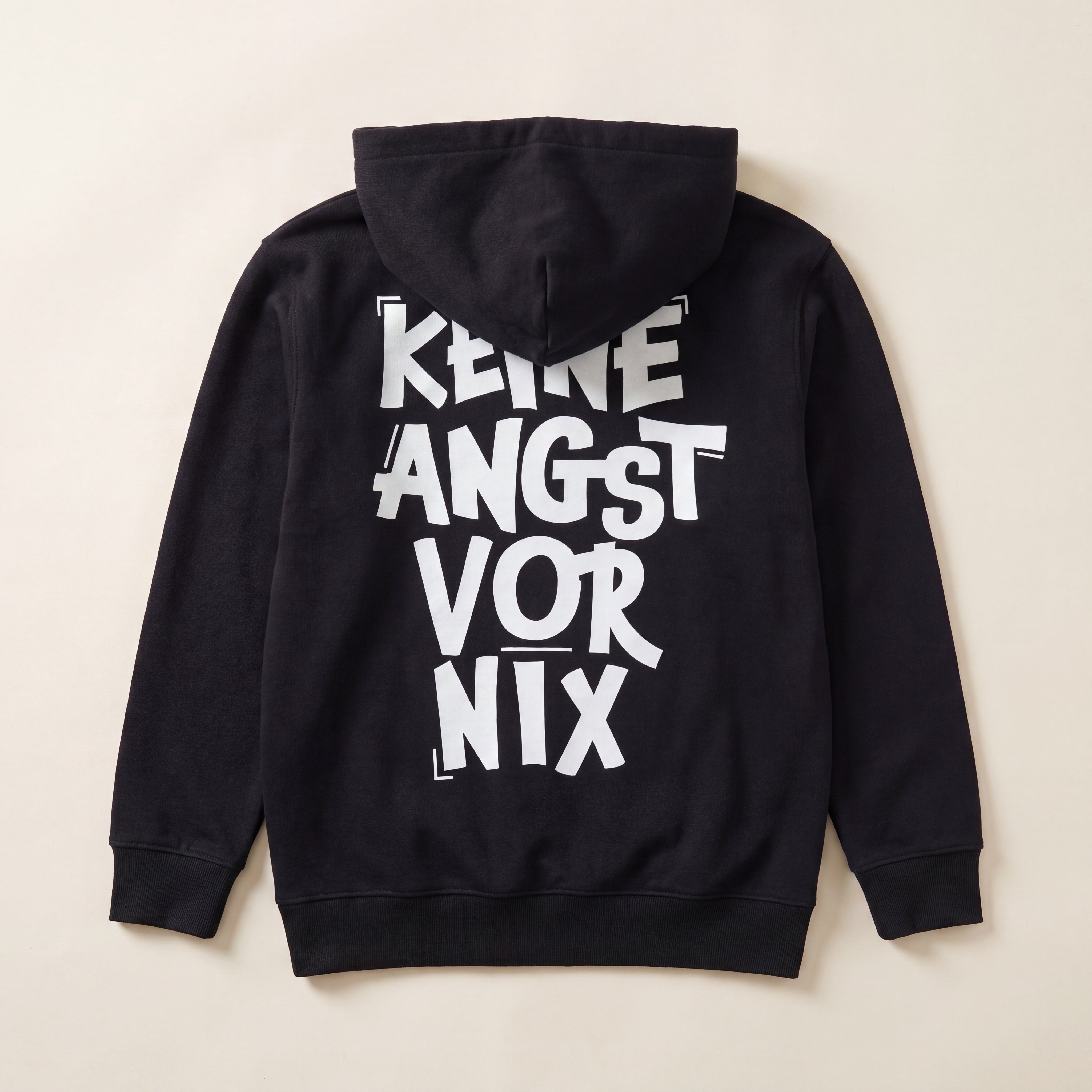 Keine Angst vor nix – Zip-Hoodie – Packshot Rücken (schwarz)