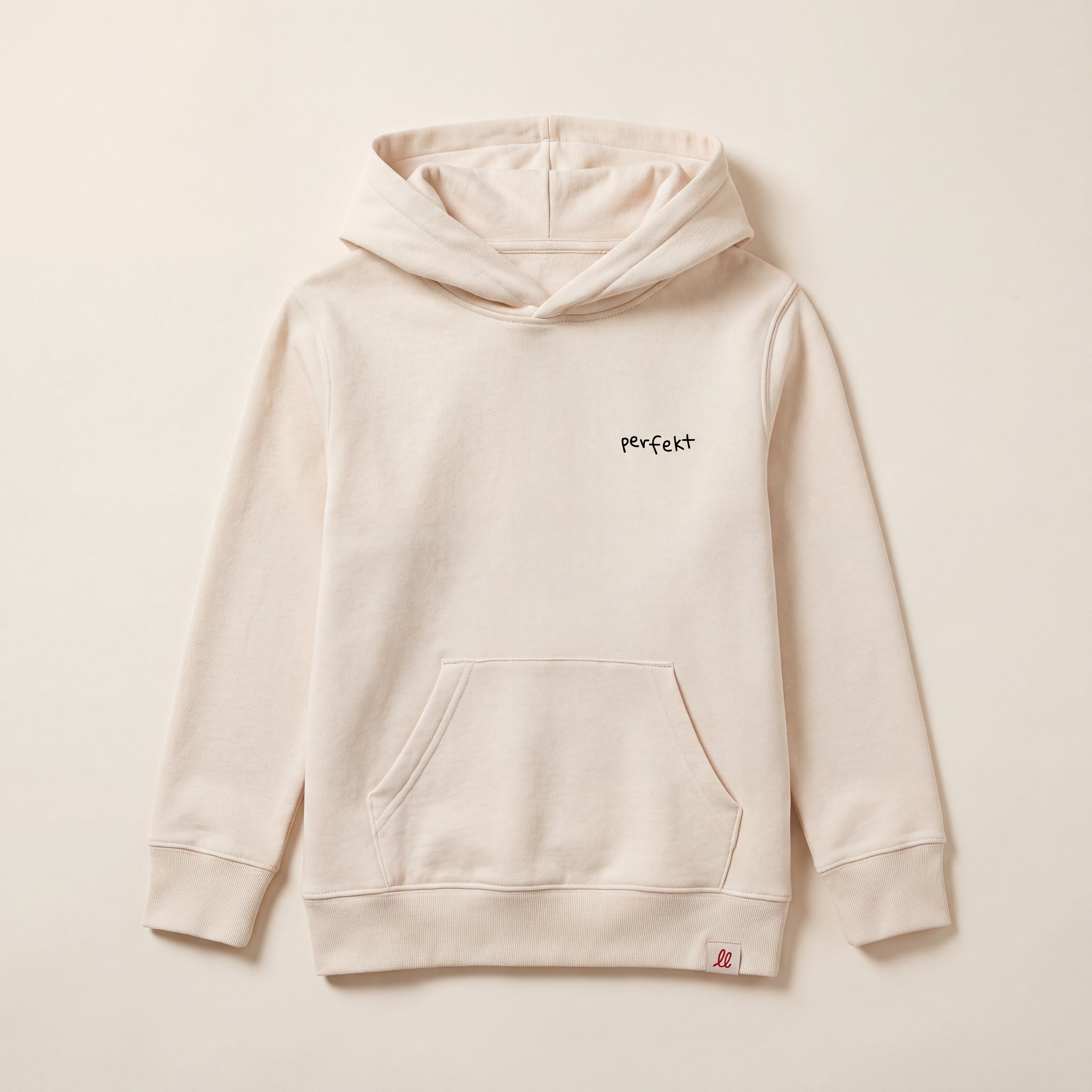 Perfekt, so wie du bist – Hoodie – Packshot Front (off-white)