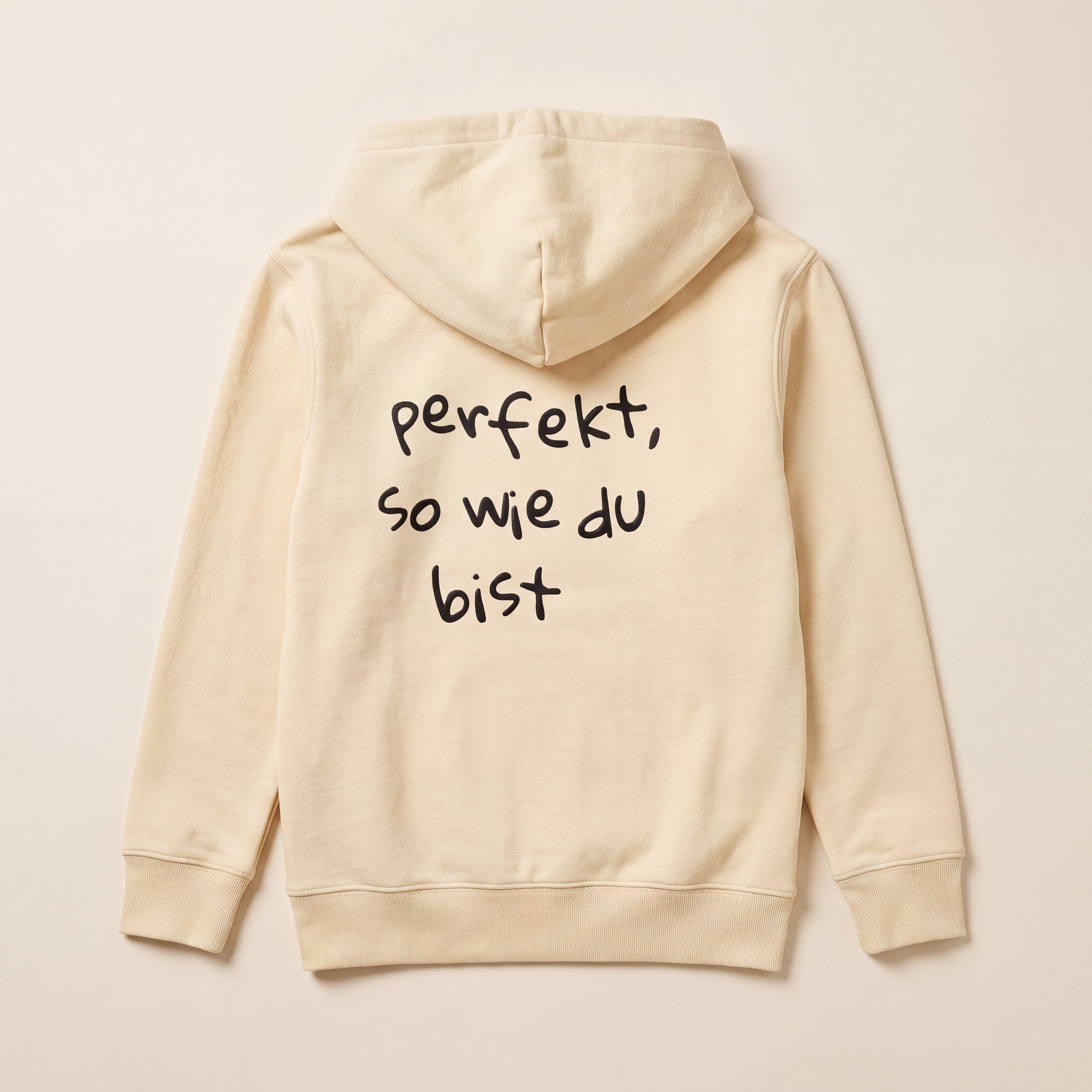Perfekt, so wie du bist – Hoodie – Packshot Rücken (butter)