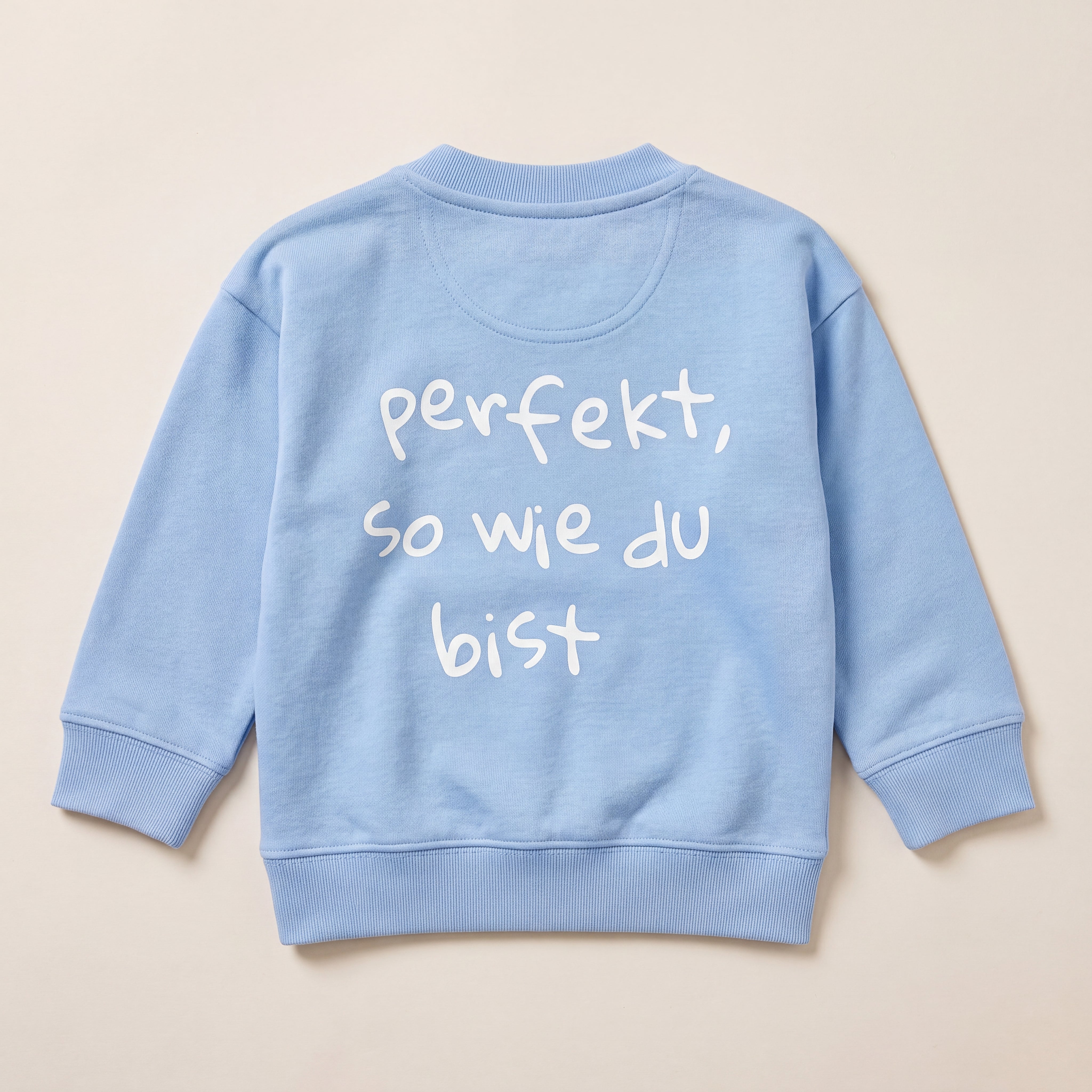 Perfekt, so wie du bist – Sweatshirt – Packshot Baby Rücken (steinblau)