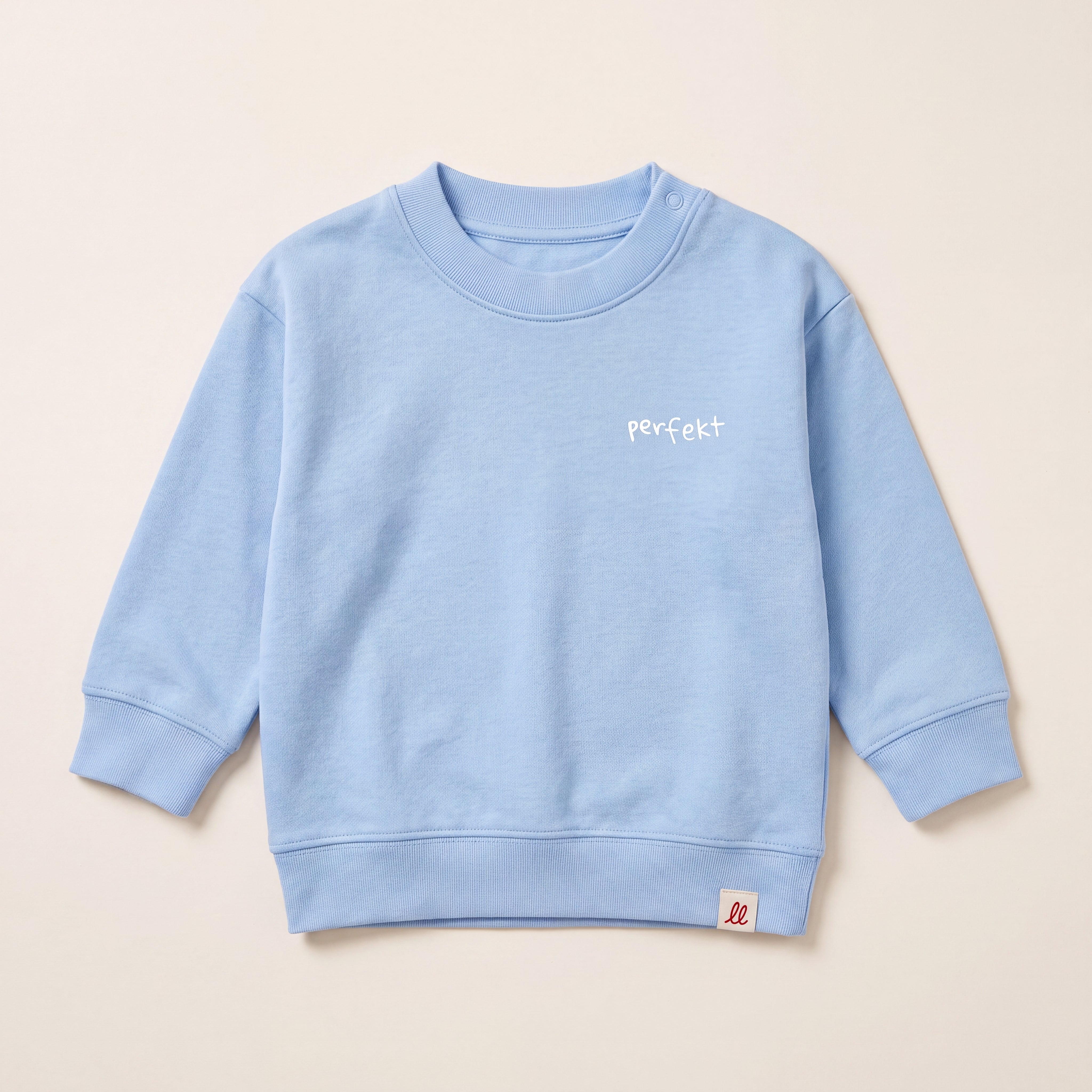 Perfekt, so wie du bist – Sweatshirt – Packshot Baby Front (steinblau)