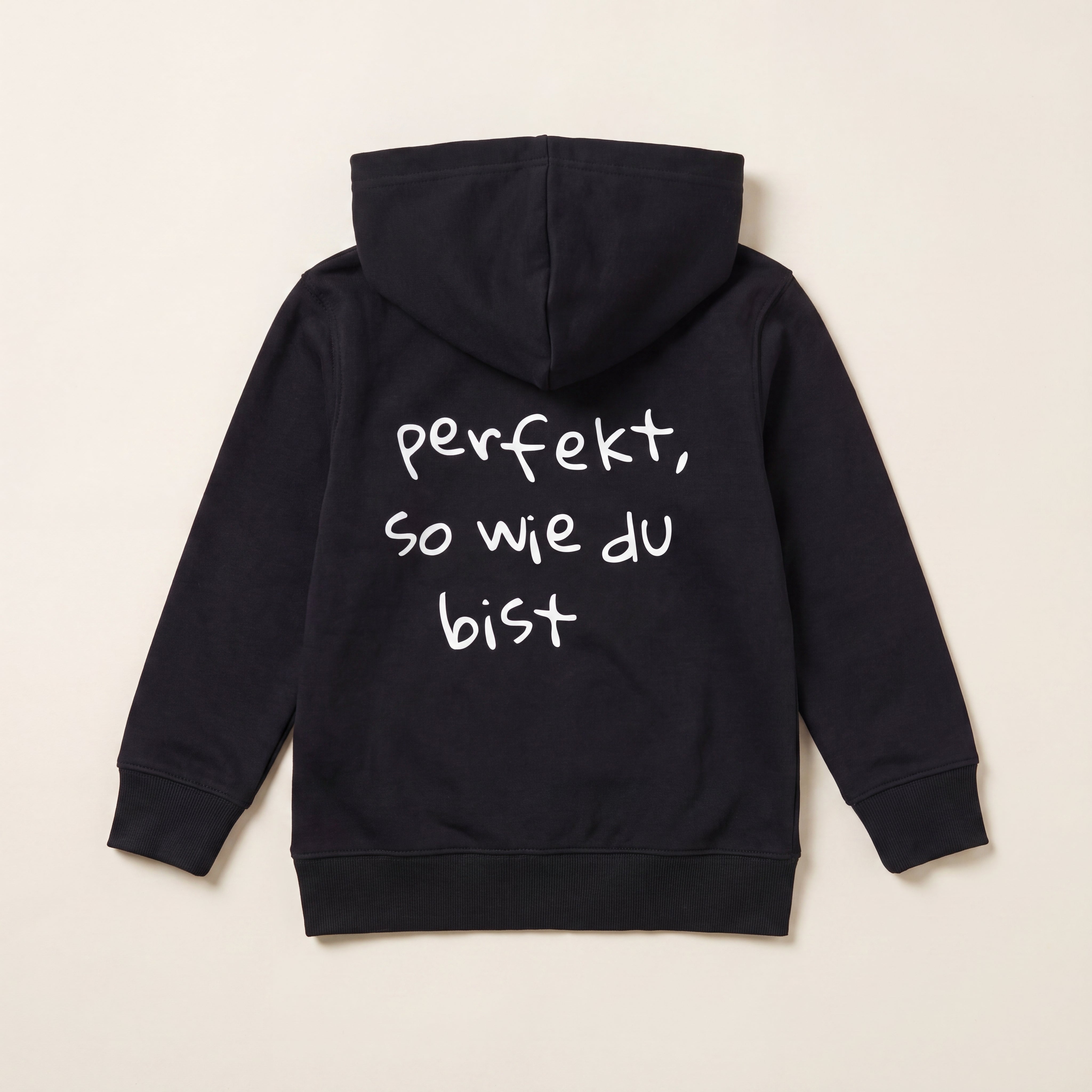 Perfekt, so wie du bist – Zip-Hoodie – Packshot Baby Rücken (schwarz)