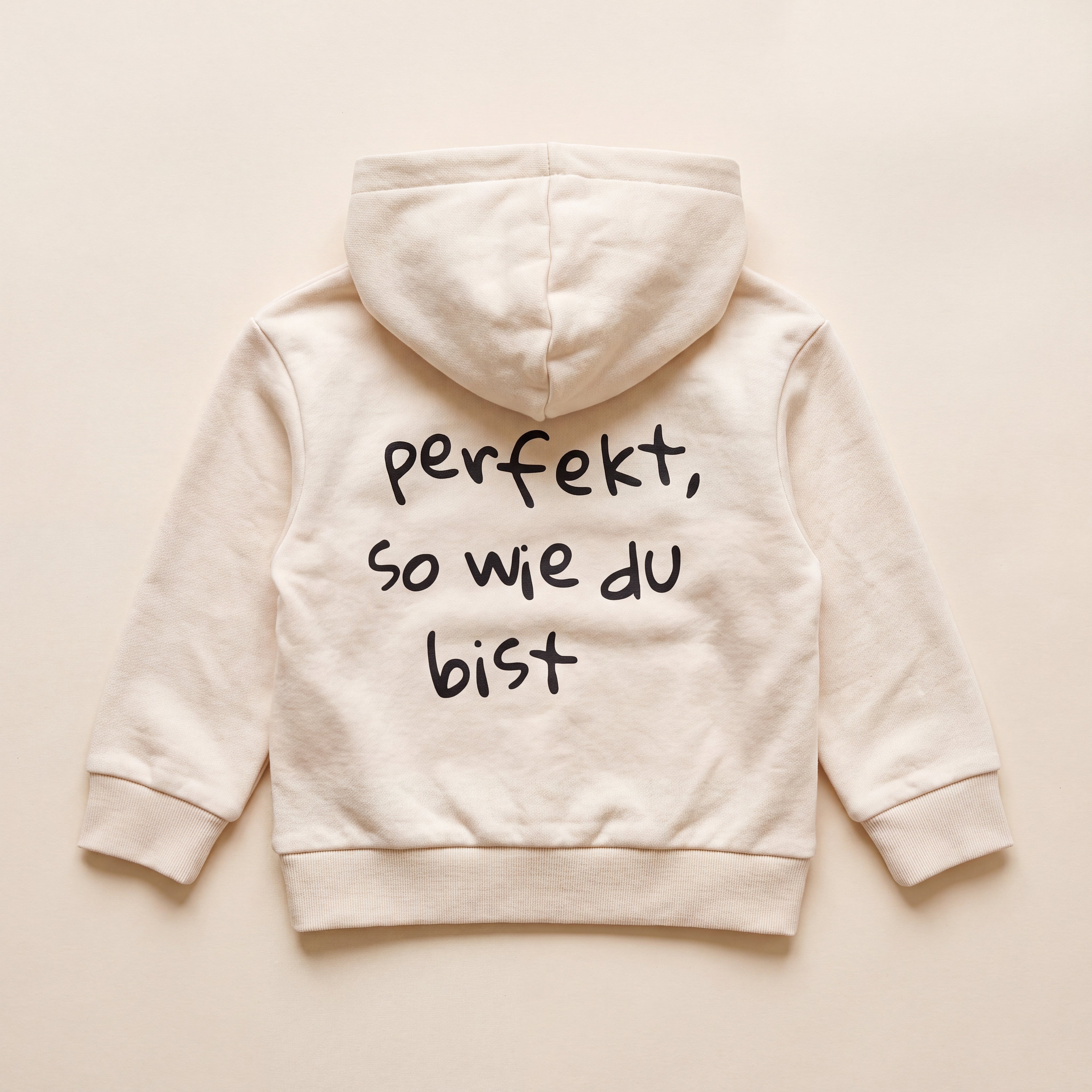 Perfekt, so wie du bist – Zip-Hoodie – Packshot Baby Rücken (off-white)