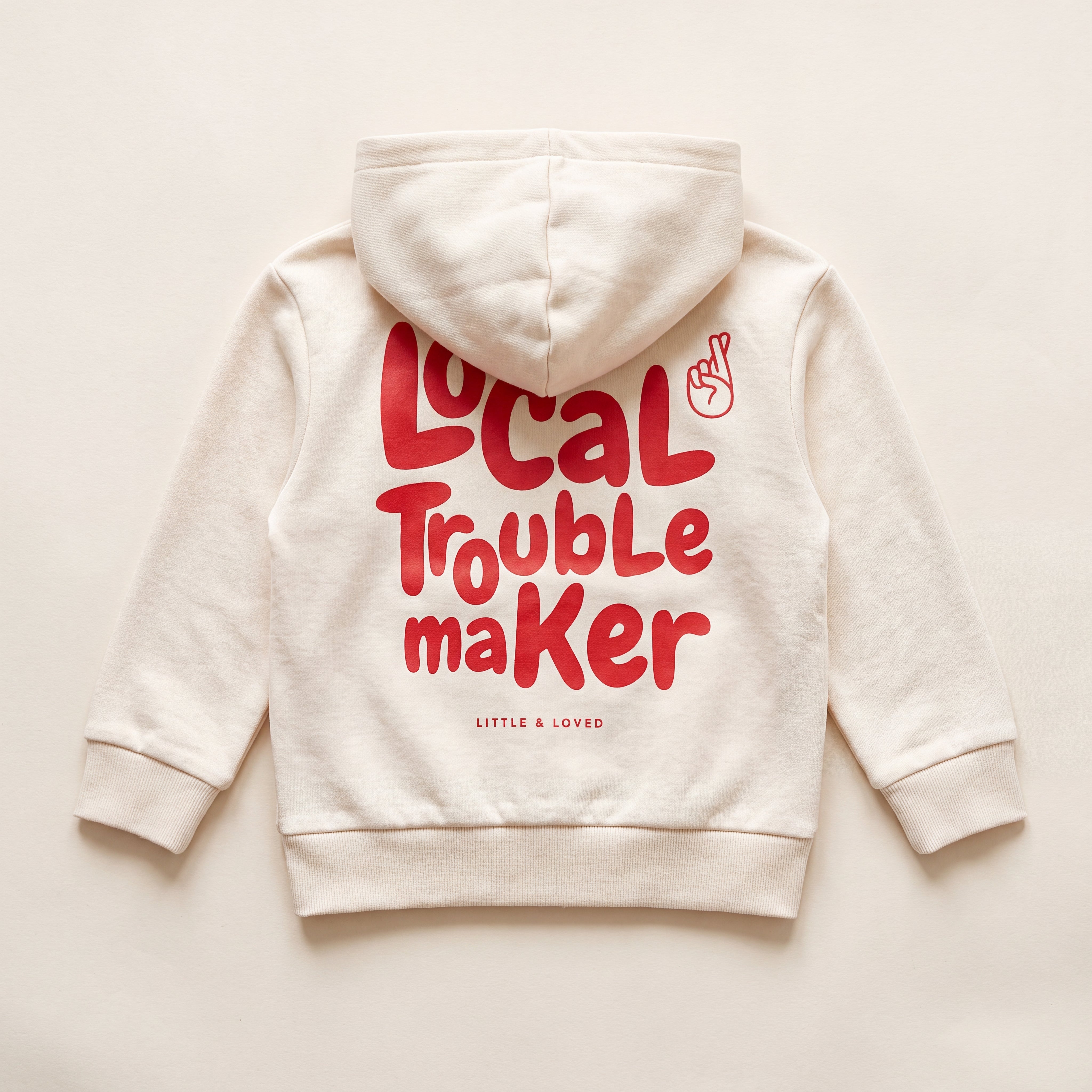 Local Troublemaker – Zip-Hoodie – Packshot Baby Rücken (off-white)