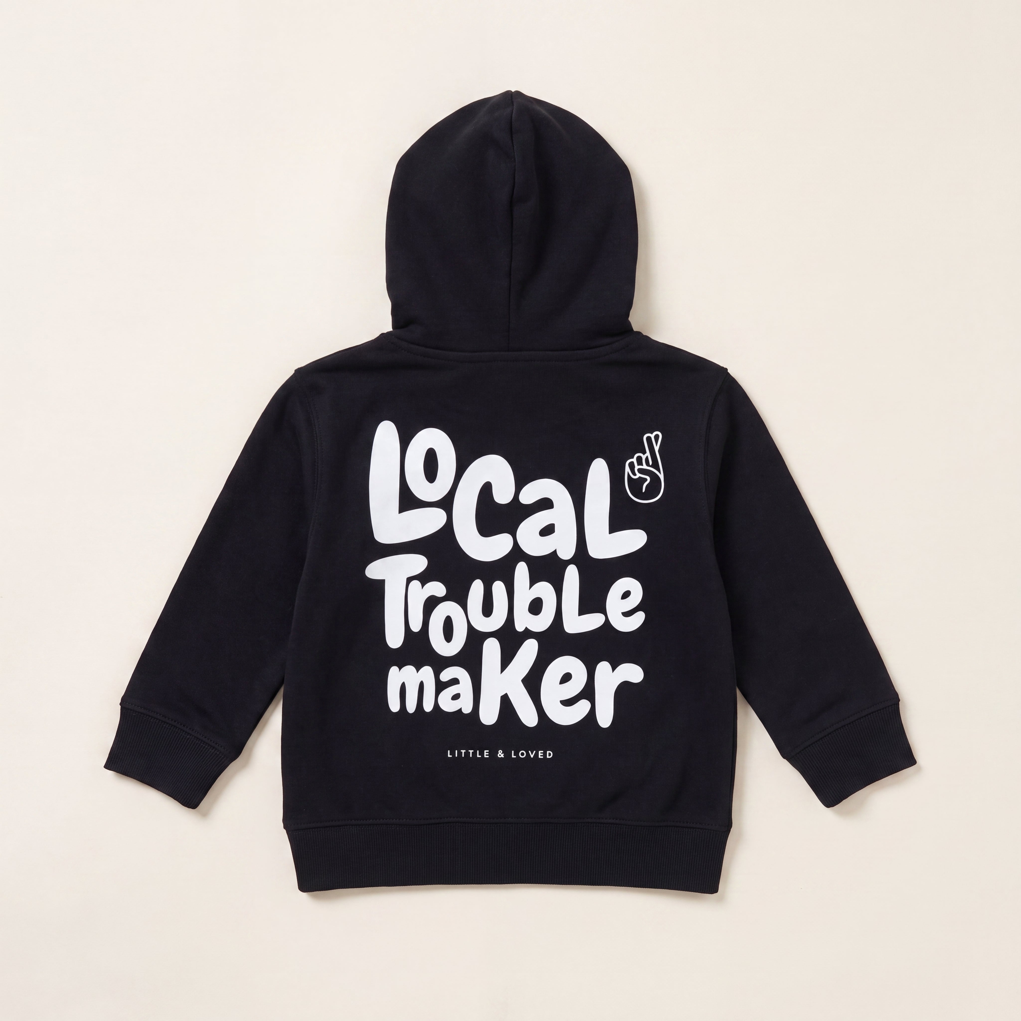 Local Troublemaker – Hoodie – Packshot Baby Rücken (schwarz)