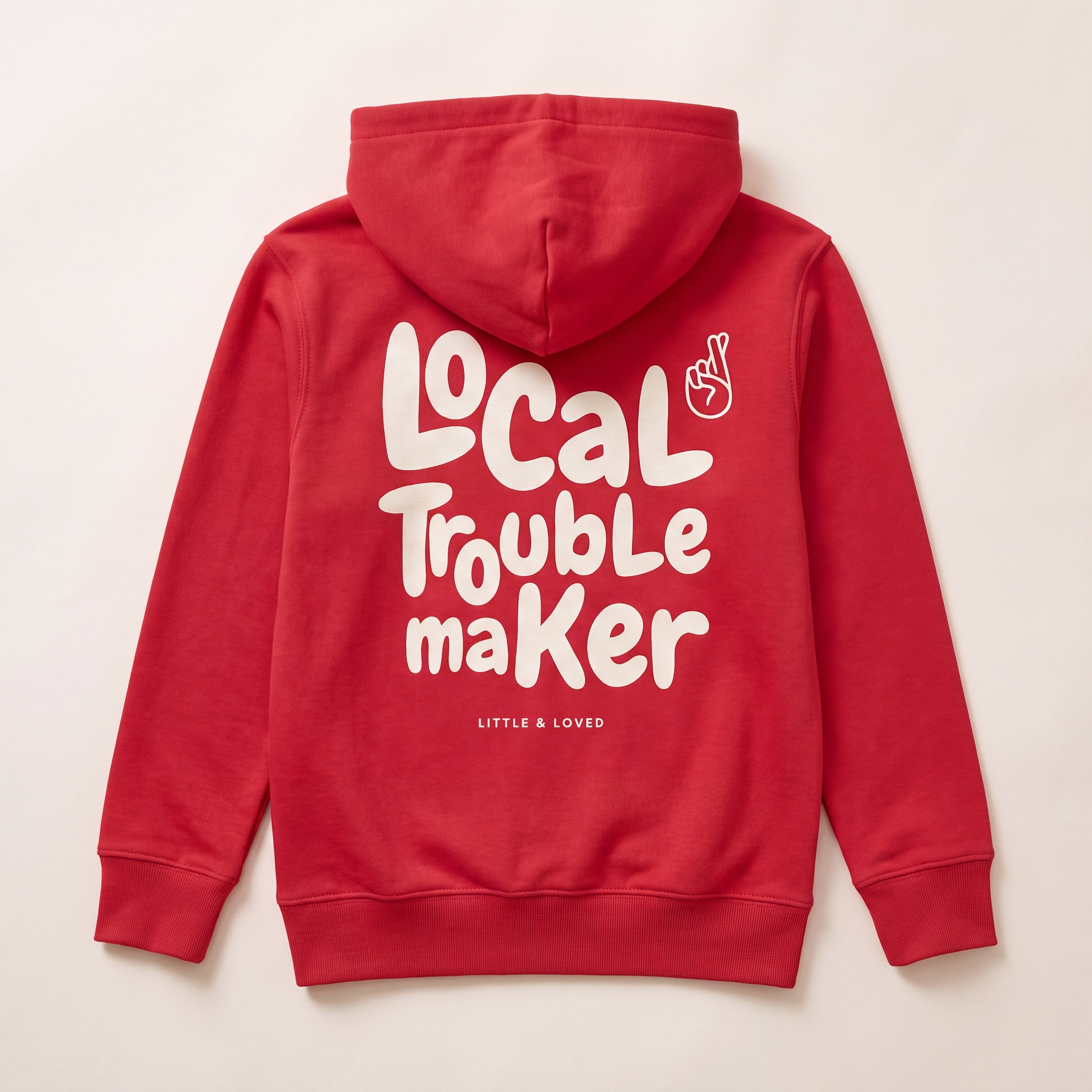 Local Troublemaker – Hoodie – Packshot Rücken (rot)