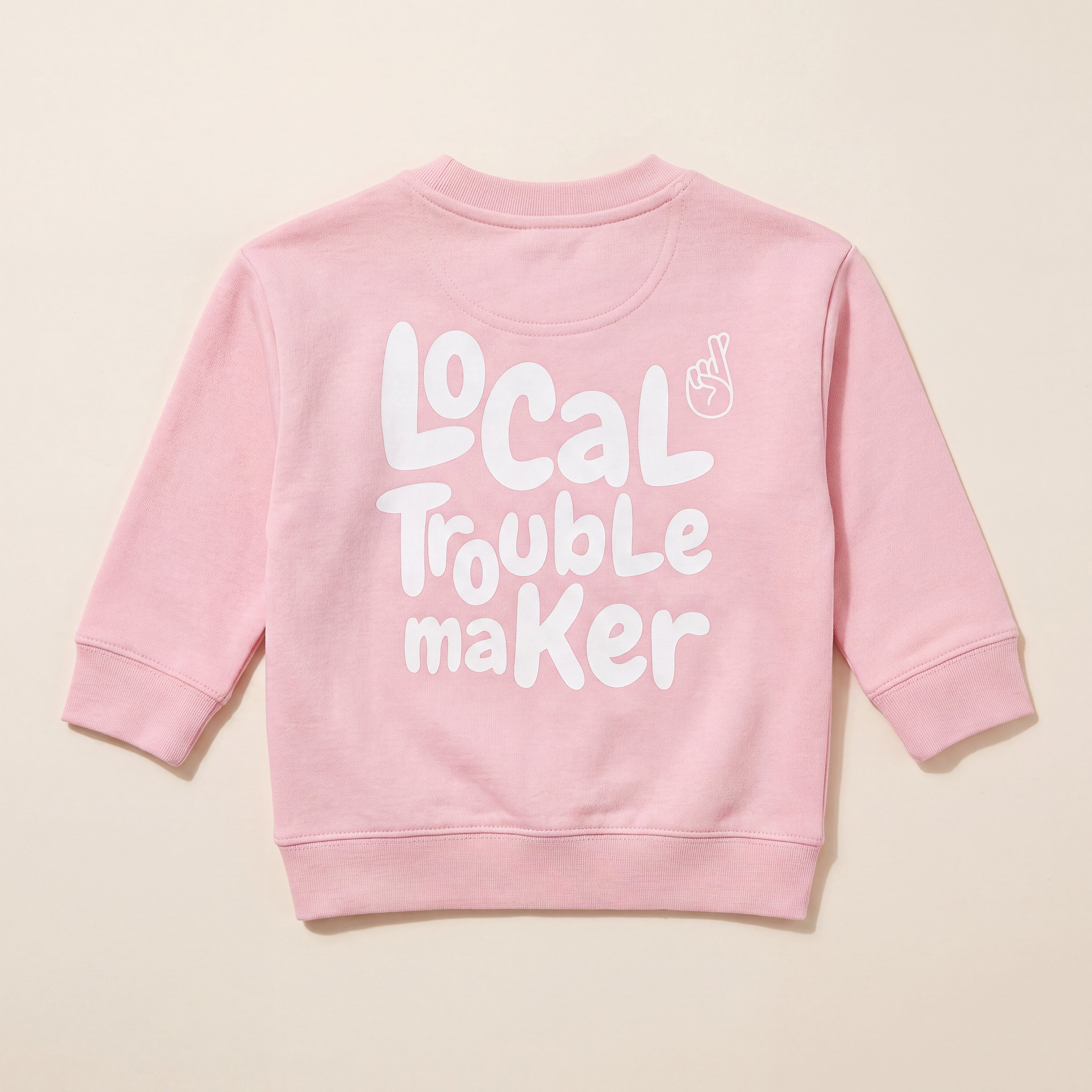 Local Troublemaker – Sweatshirt – Packshot Baby Rücken (pink)