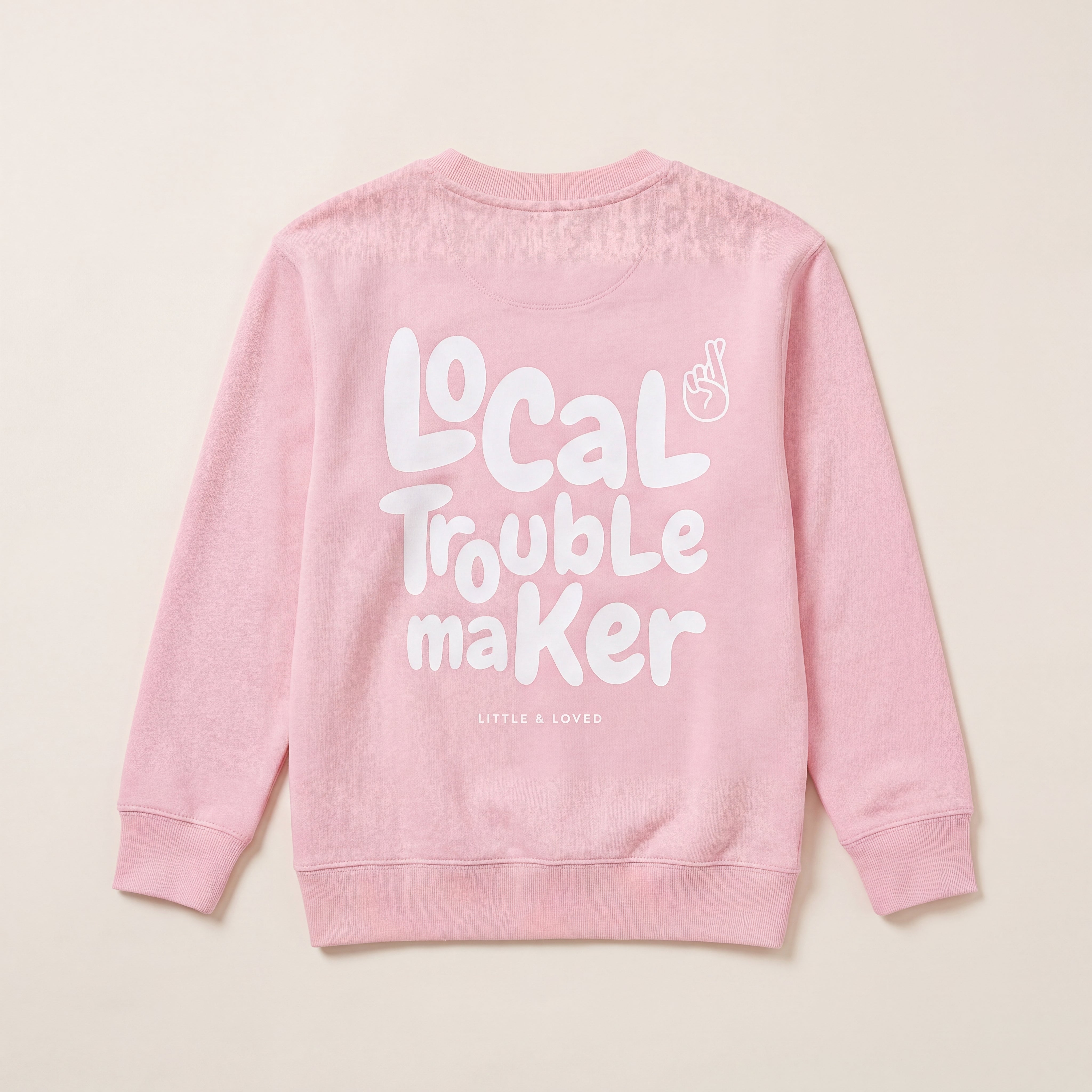 Local Troublemaker – Sweatshirt – Packshot Rücken (pink)