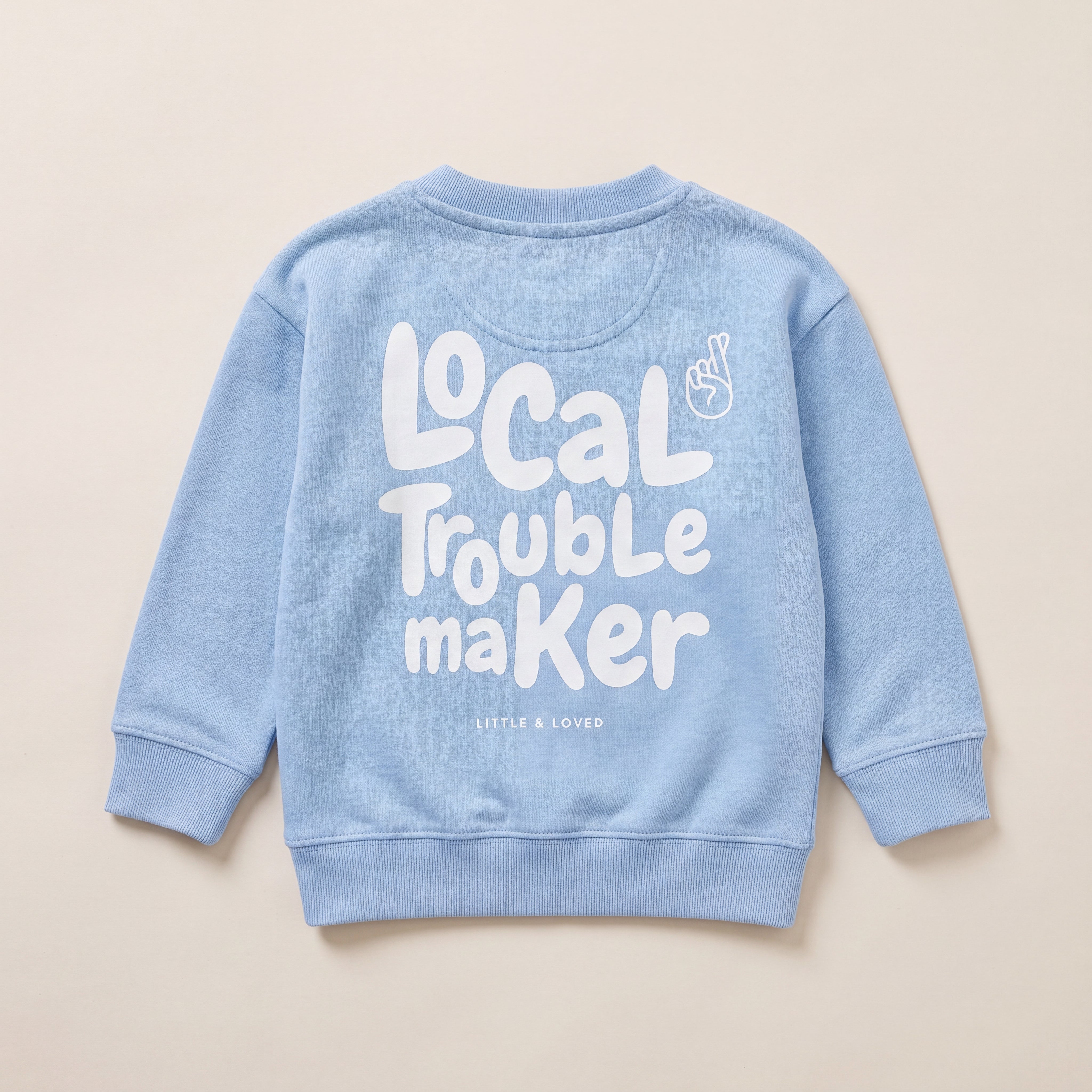 Local Troublemaker – Sweatshirt – Packshot Baby Rücken (steinblau)