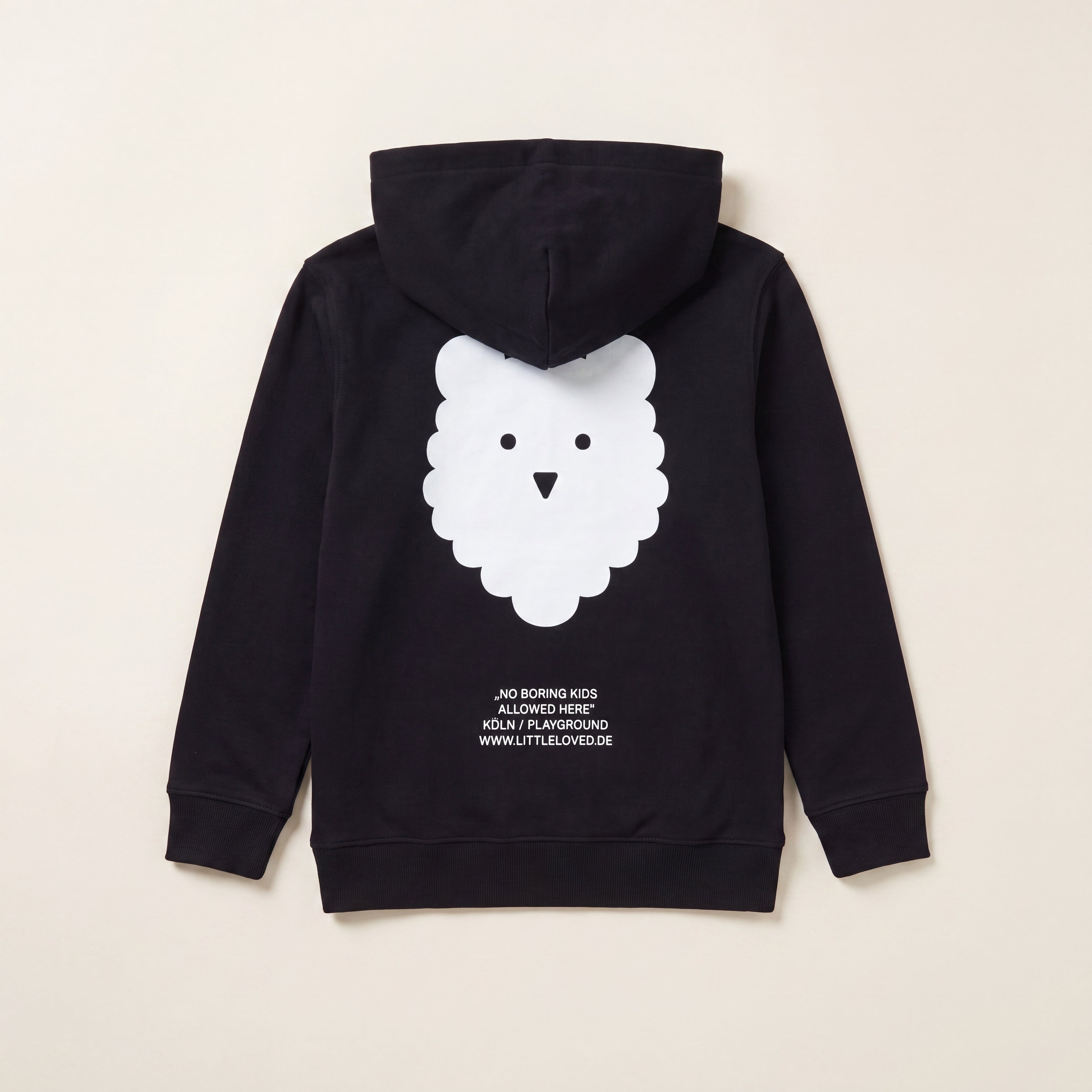 NO BORING KIDS ALLOWED HERE. – Hoodie – Packshot Rücken (schwarz)
