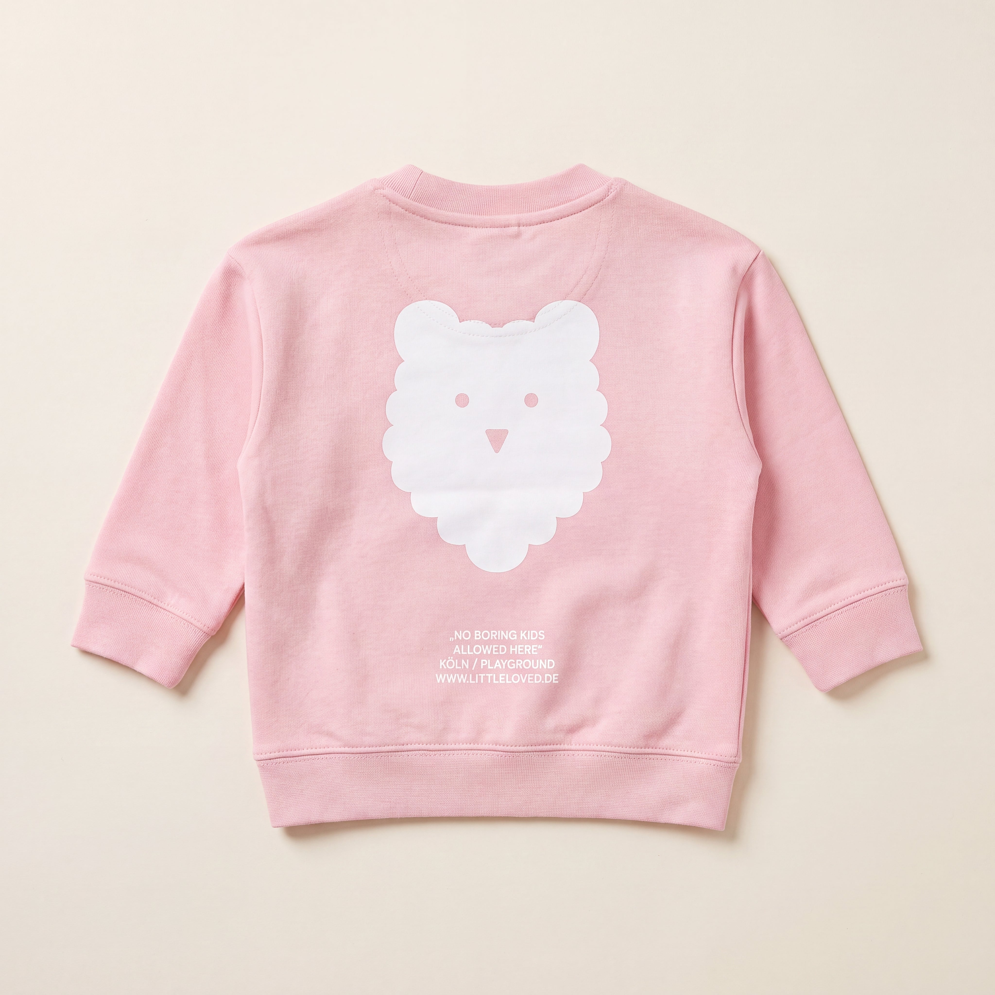 NO BORING KIDS ALLOWED HERE. – Sweatshirt – Packshot Baby Rücken (pink)