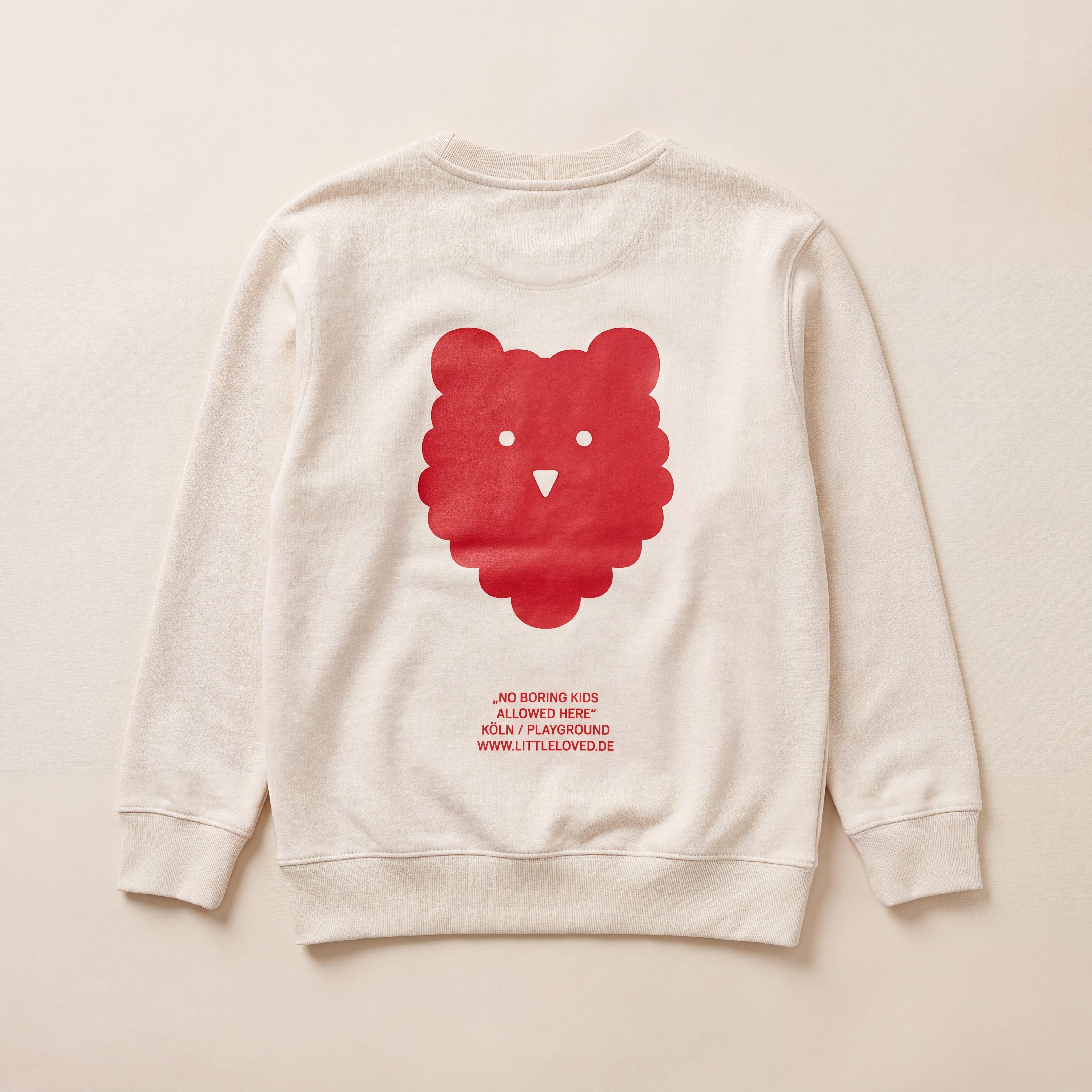 NO BORING KIDS ALLOWED HERE. – Sweatshirt – Packshot Rücken (off-white)
