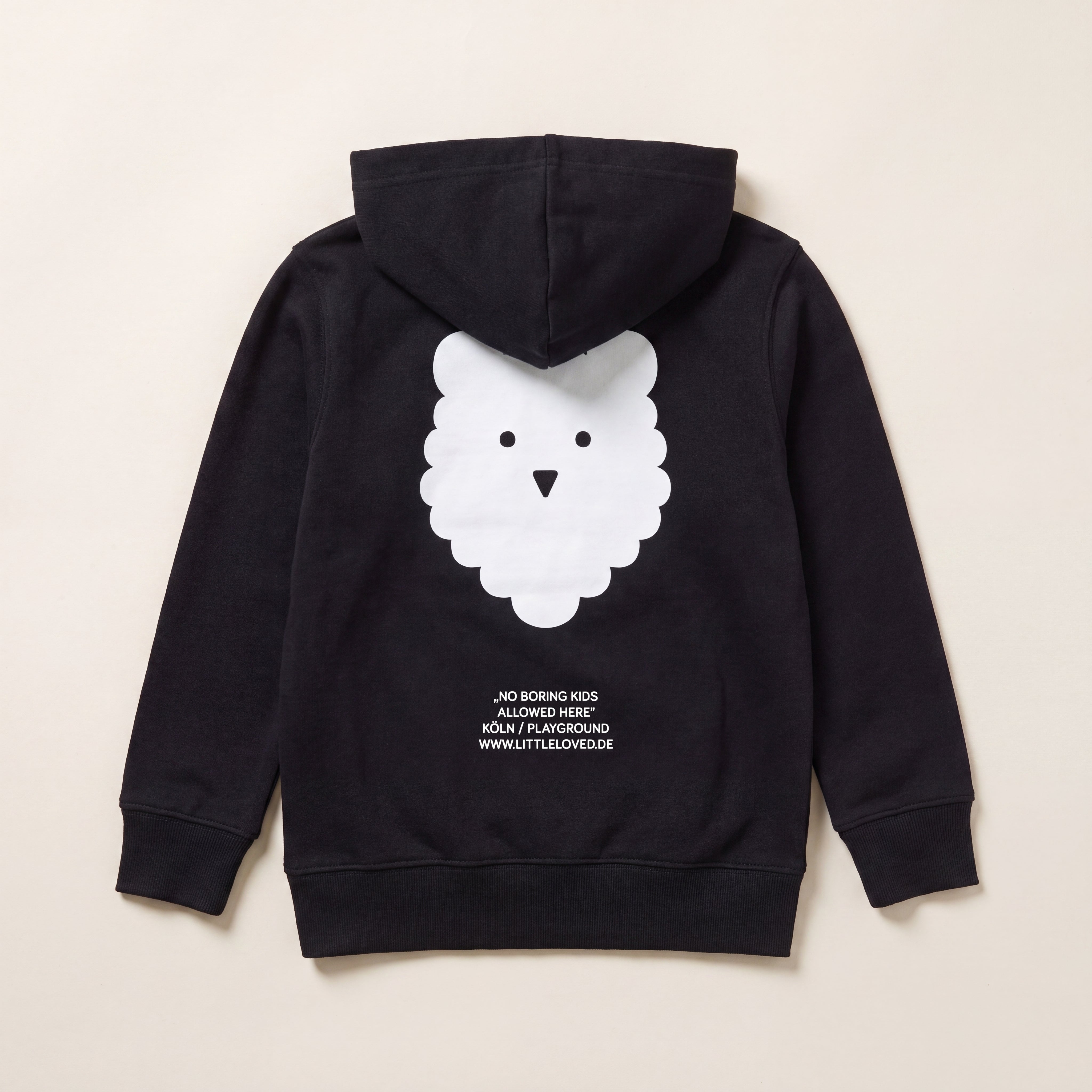 NO BORING KIDS ALLOWED HERE. – Zip-Hoodie – Packshot Baby Rücken (schwarz)