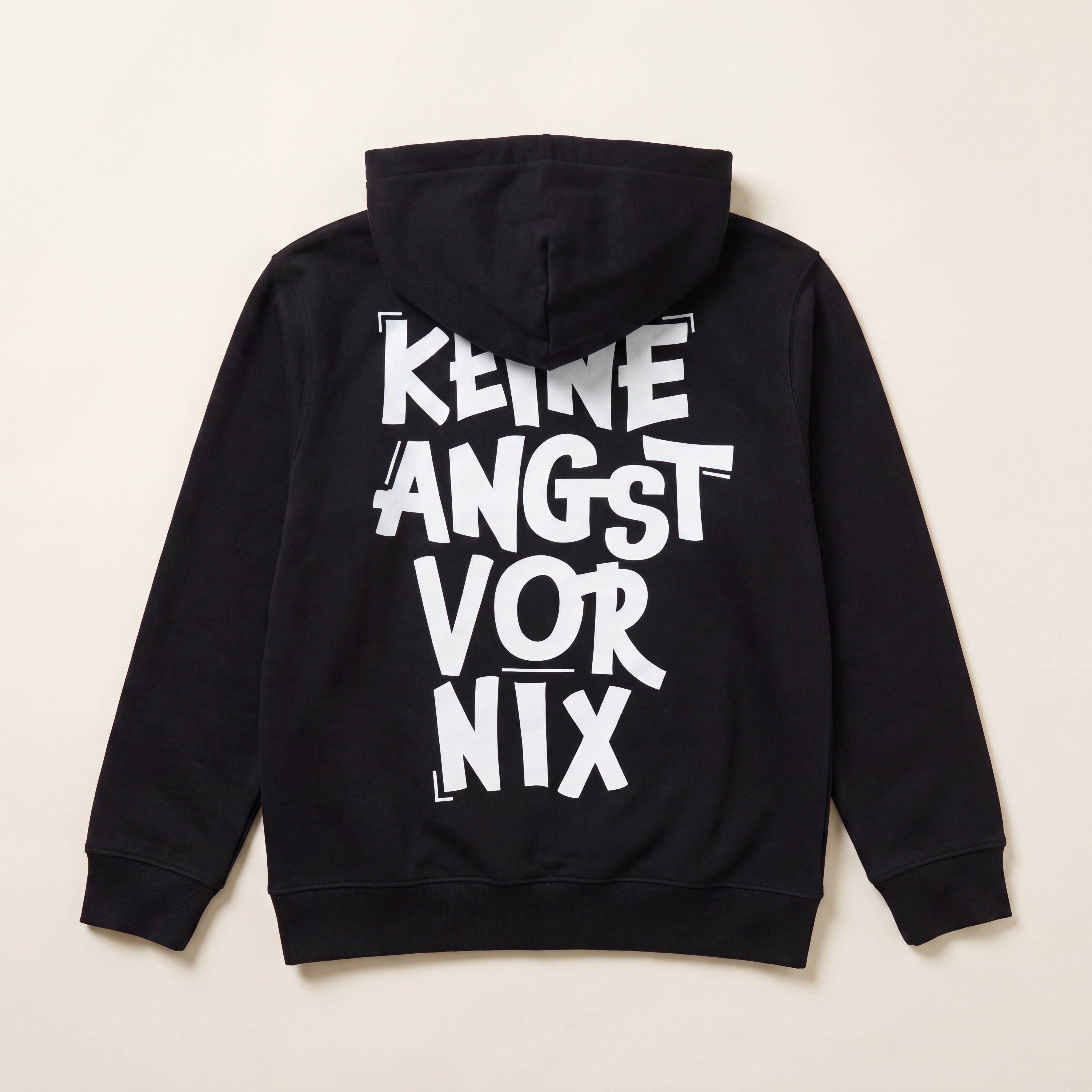 Keine Angst vor nix – Hoodie – Packshot Rücken (schwarz)