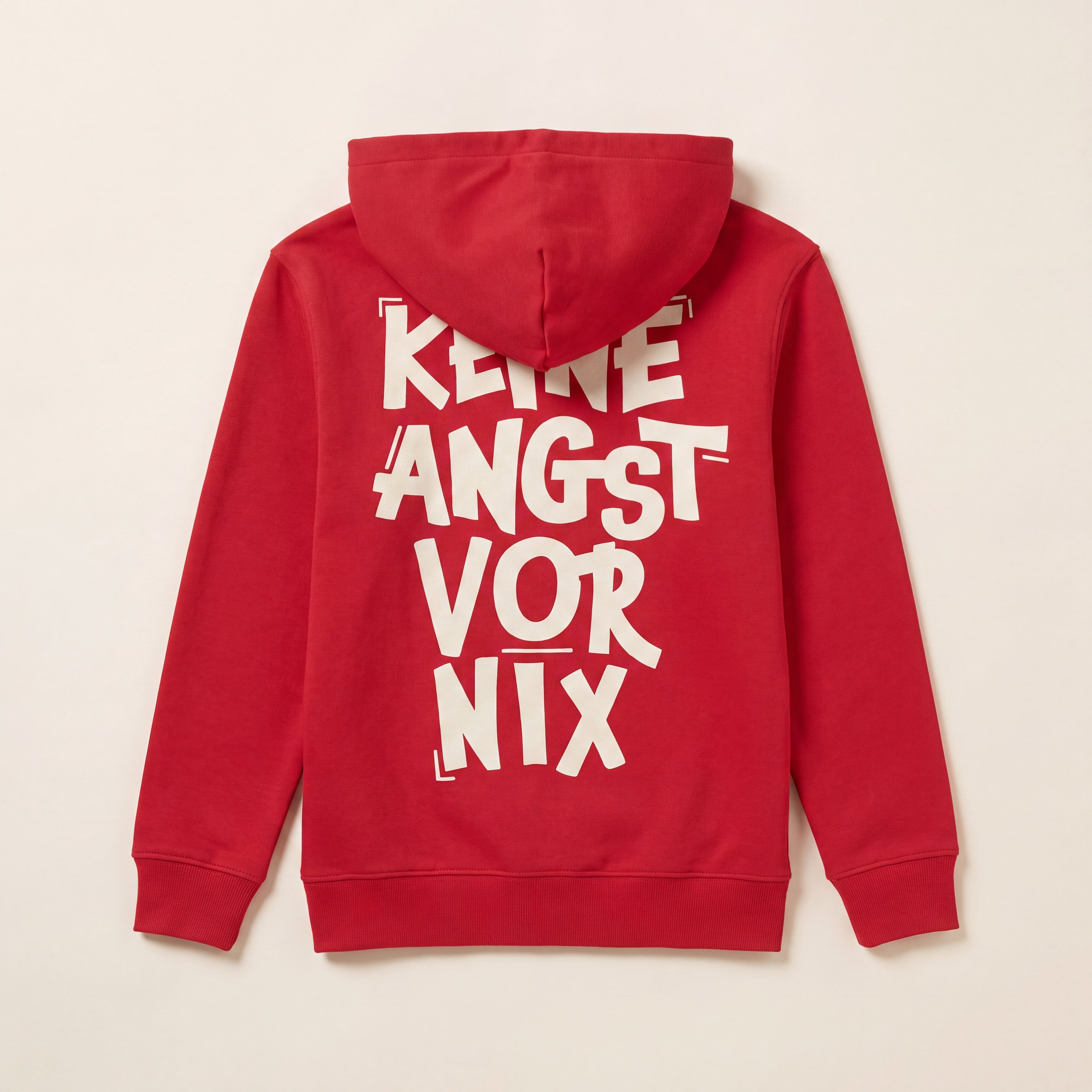 Keine Angst vor nix – Hoodie – Packshot Rücken (rot)