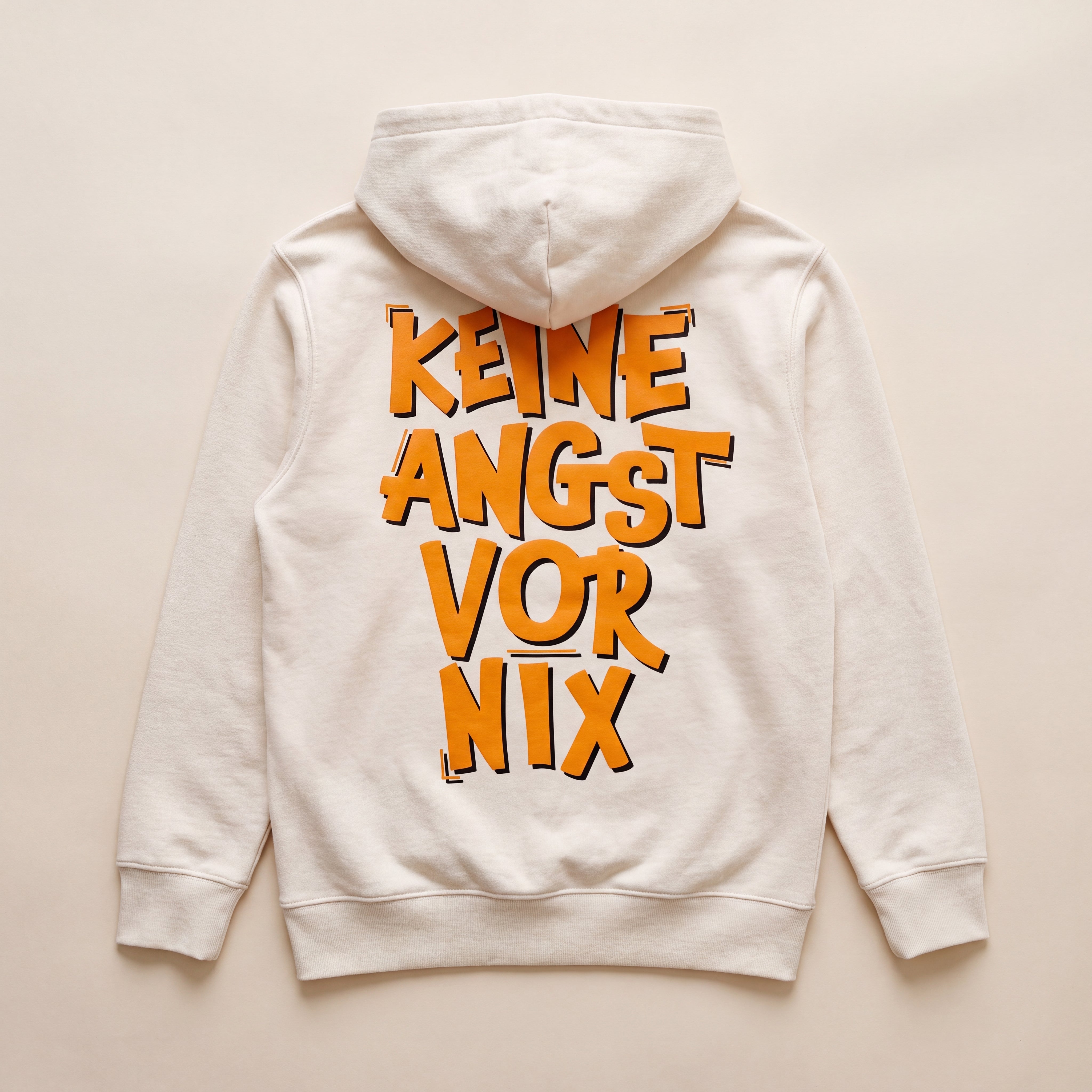 Keine Angst vor nix – Hoodie – Packshot Rücken (off-white)