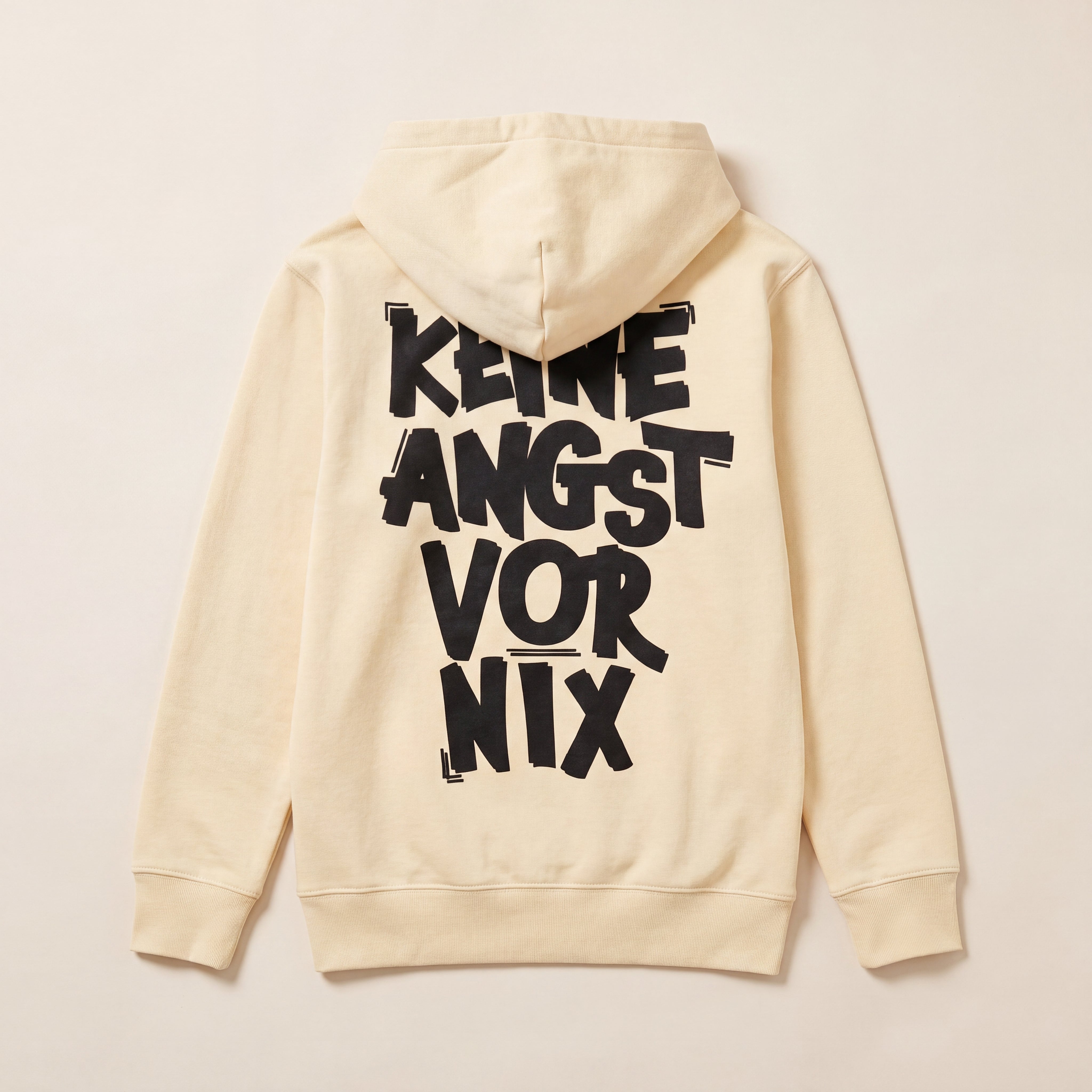 Keine Angst vor nix – Hoodie – Packshot Rücken (butter)