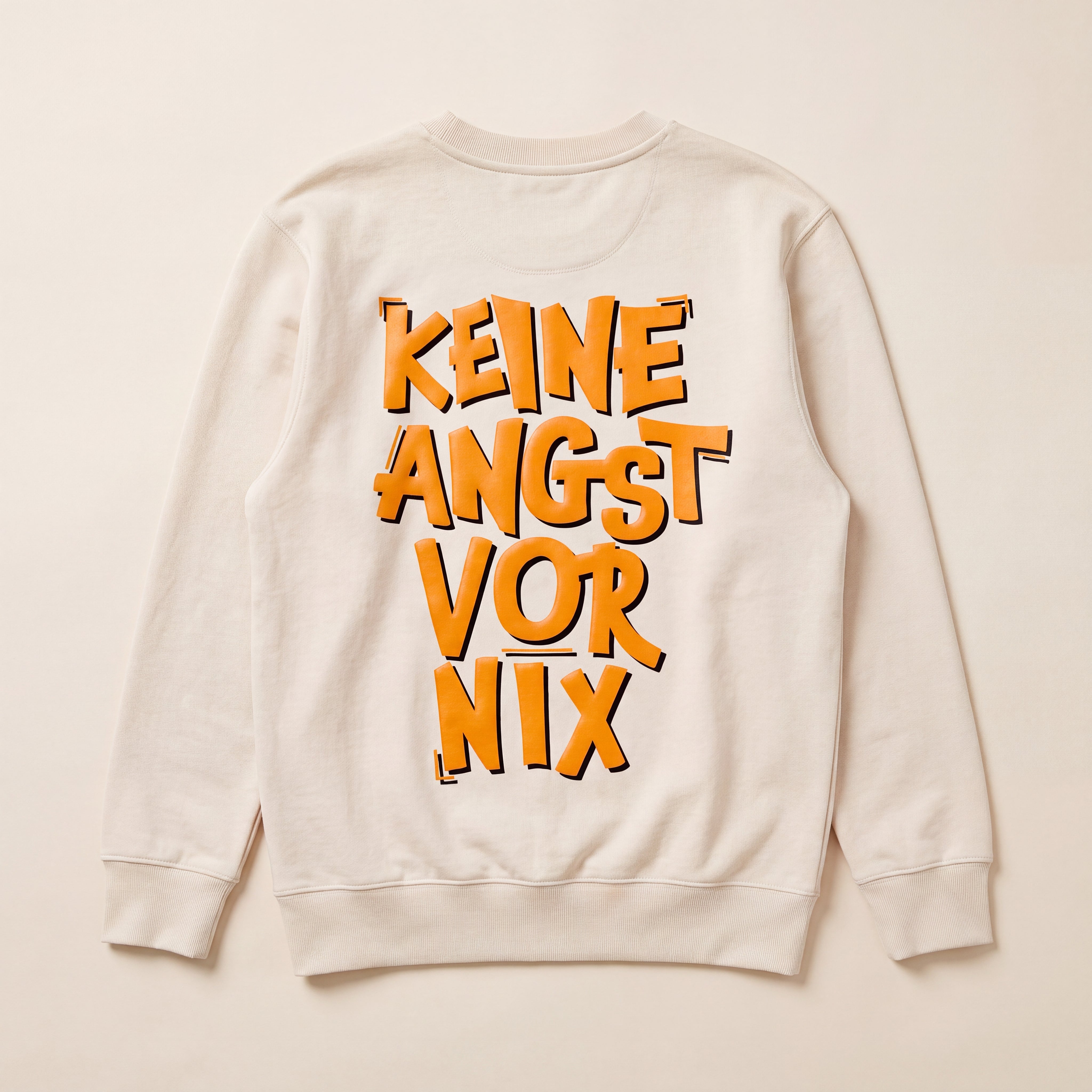 Keine Angst vor nix – Sweatshirt – Packshot Rücken (off-white)