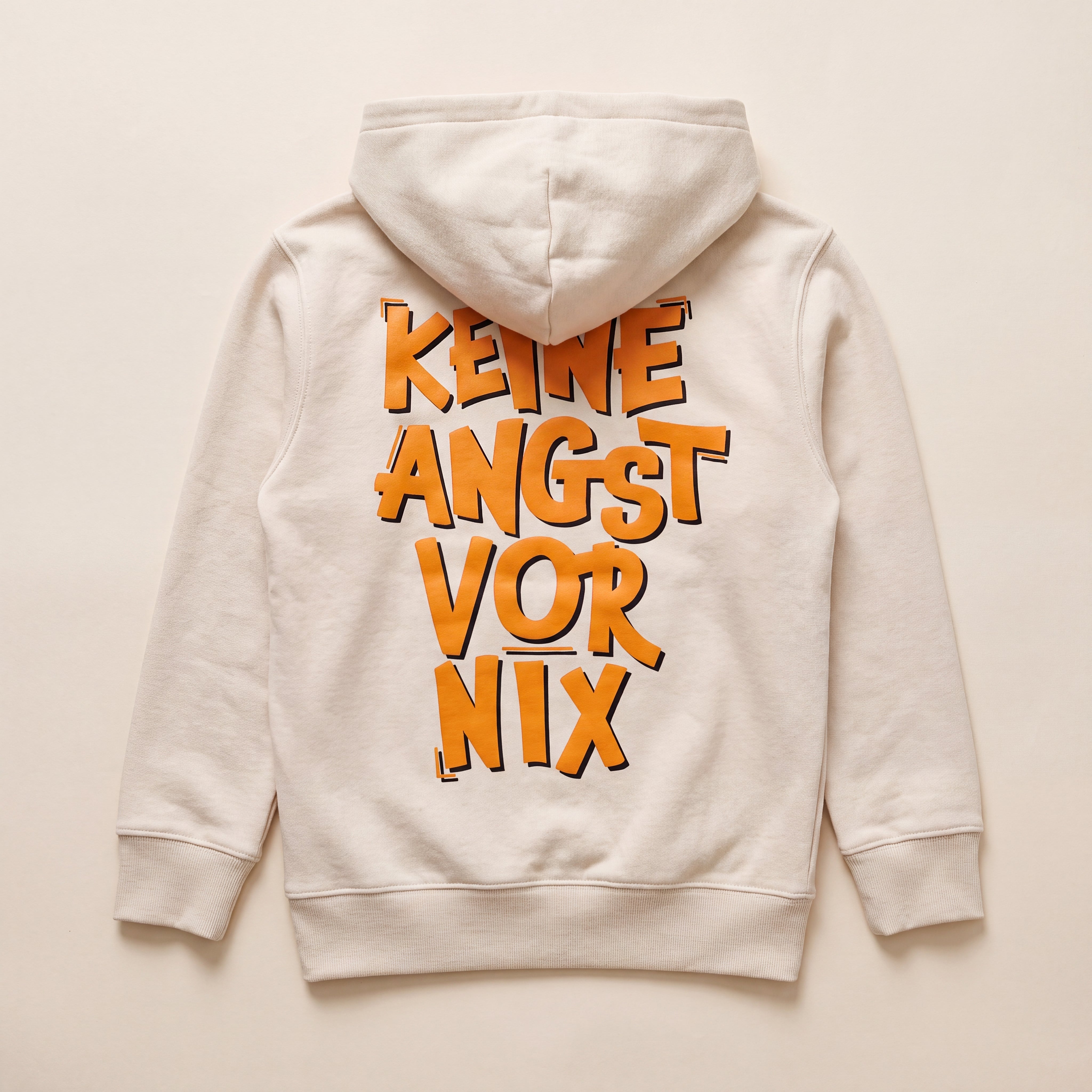 Keine Angst vor nix – Zip-Hoodie – Packshot Rücken (off-white)