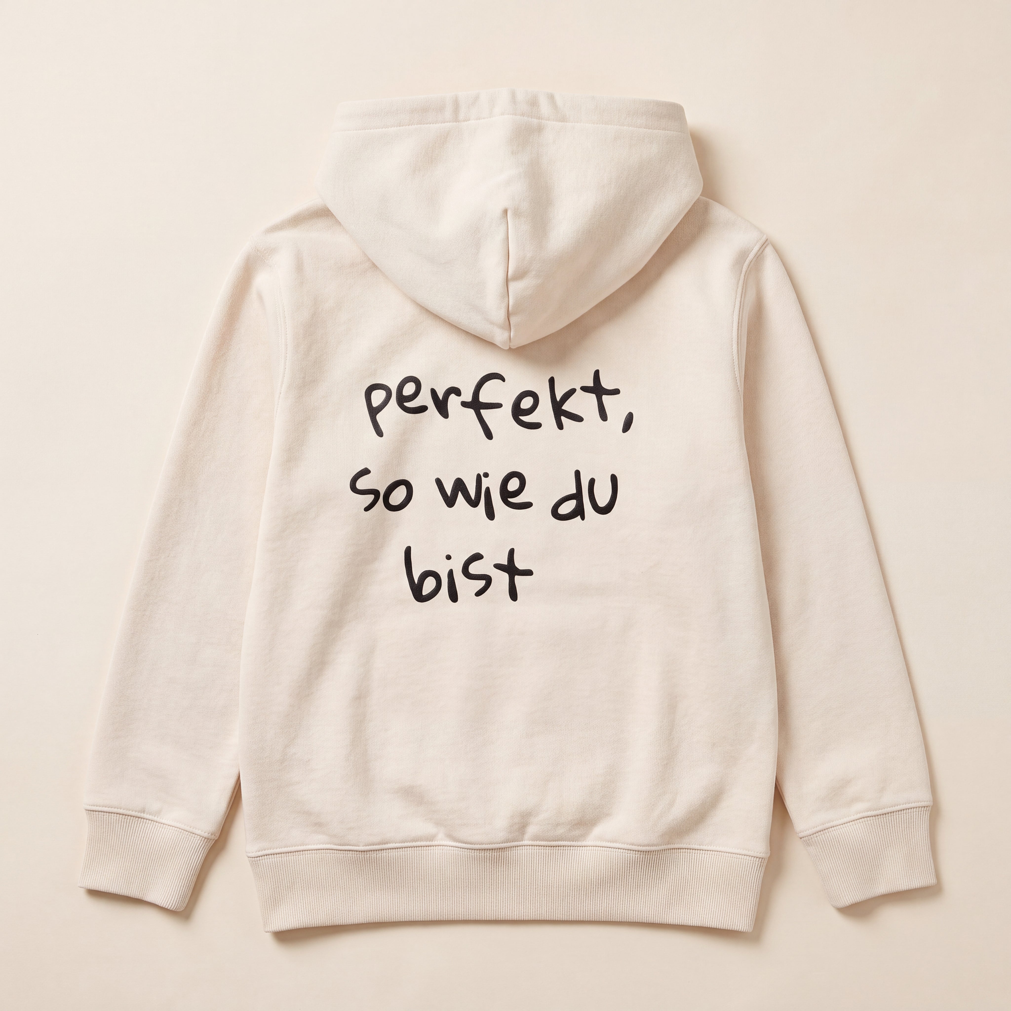 Perfekt, so wie du bist – Hoodie – Packshot Rücken (off-white)
