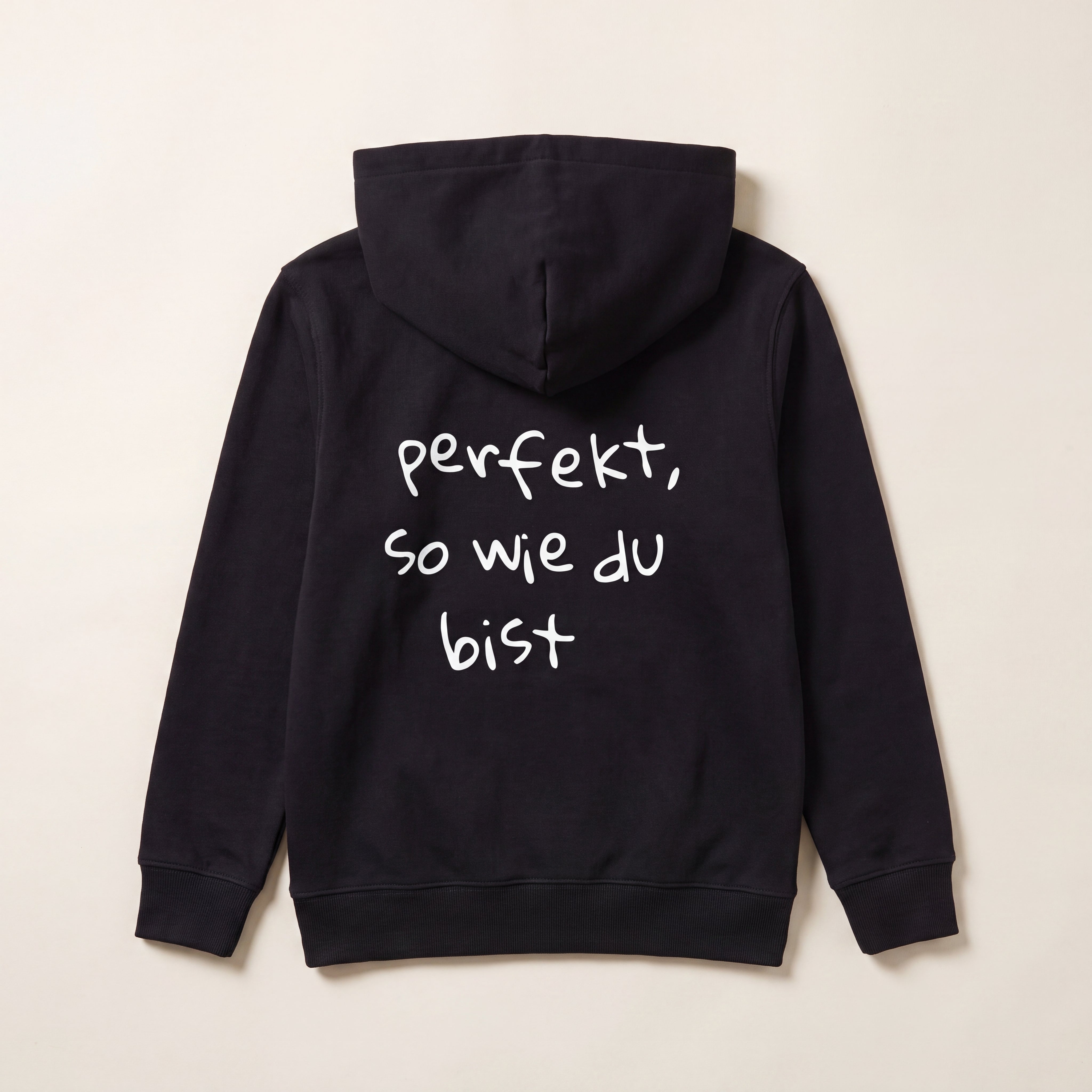Perfekt, so wie du bist – Zip-Hoodie – Packshot Rücken (schwarz)